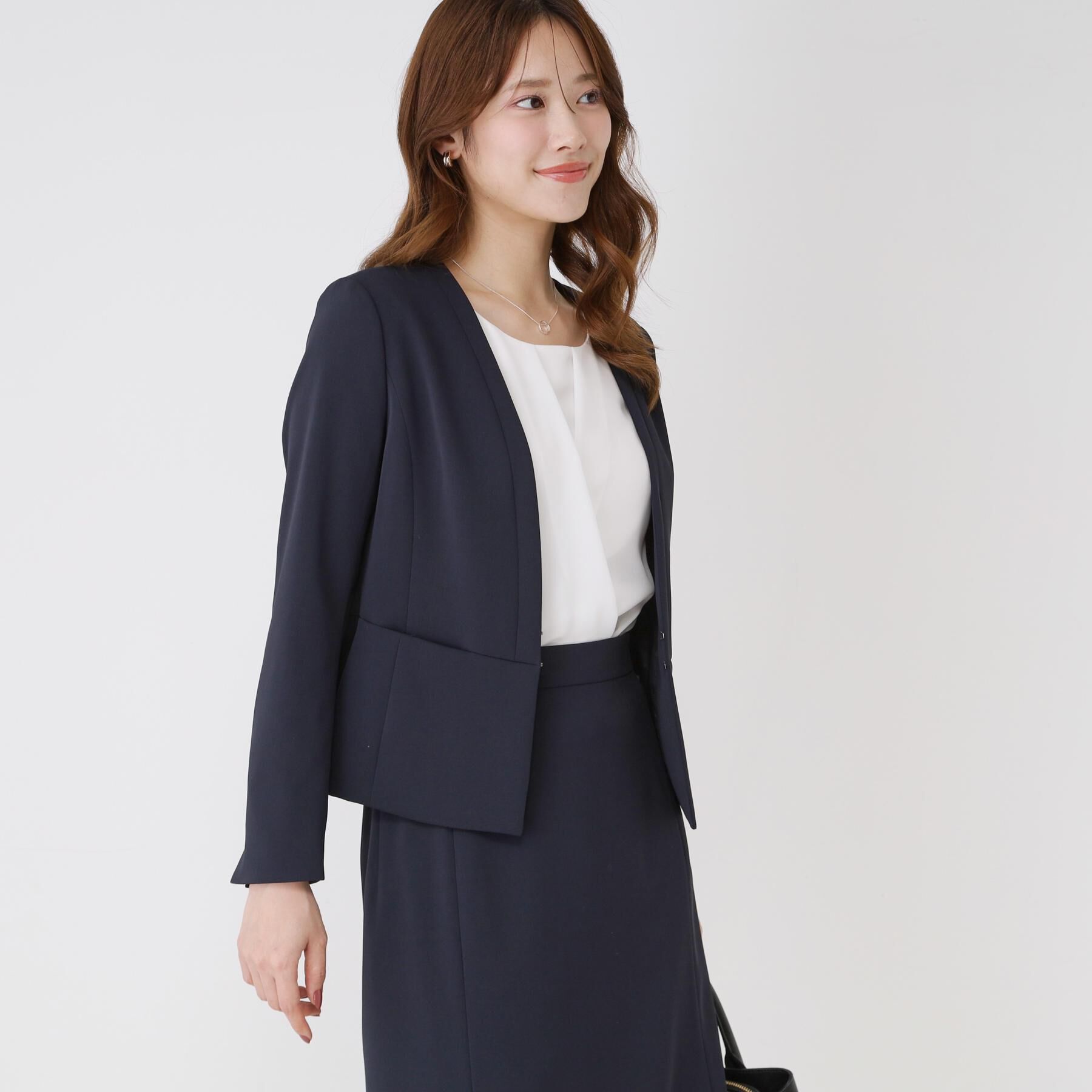 COUP DE CHANCE「【手洗い可／日本製／伸縮性／スーツ可】カラーレスジャケット」|ノーカラージャケット|