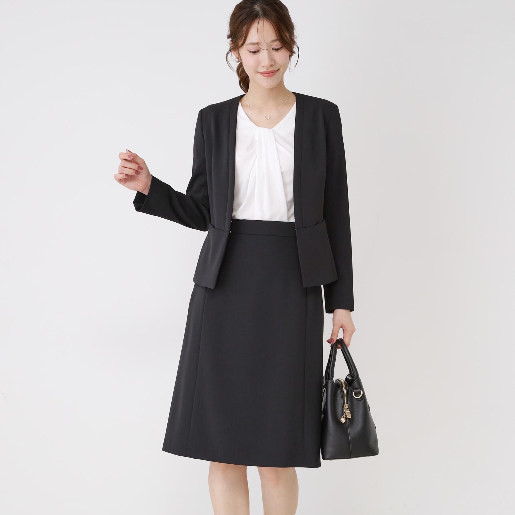 COUP DE CHANCE「【手洗い可／日本製／伸縮性／スーツ可】カラーレスジャケット」|ノーカラージャケット|