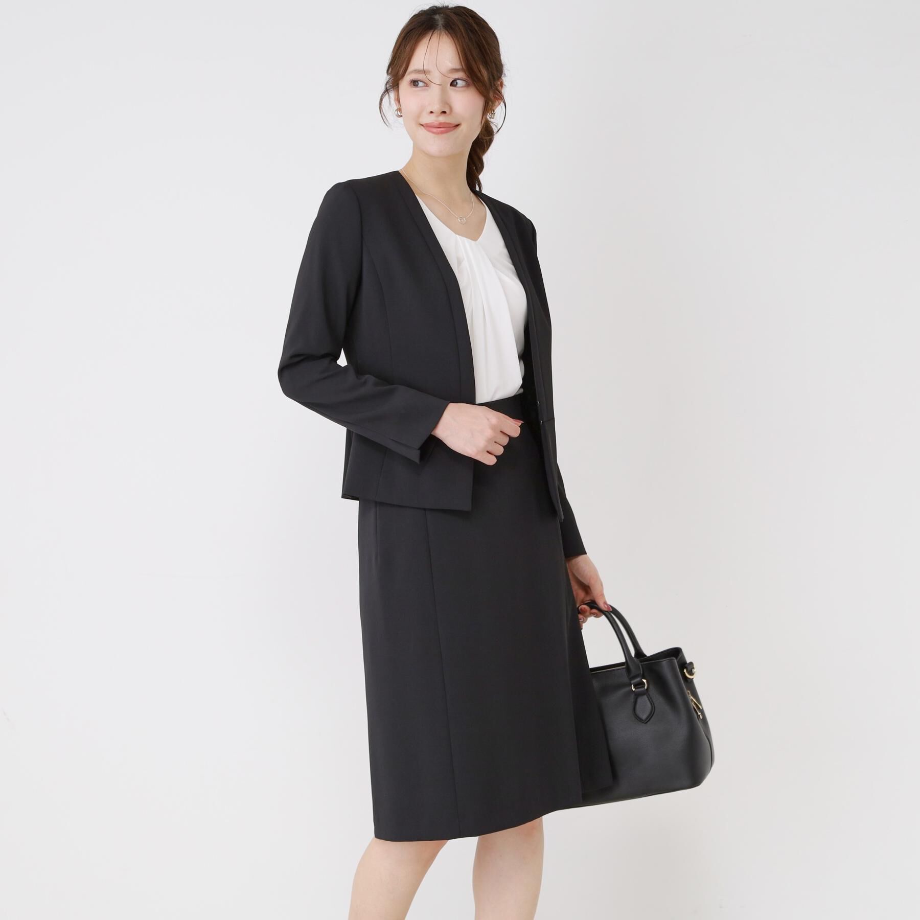 COUP DE CHANCE「【手洗い可／日本製／伸縮性／スーツ可】カラーレスジャケット」|ノーカラージャケット|