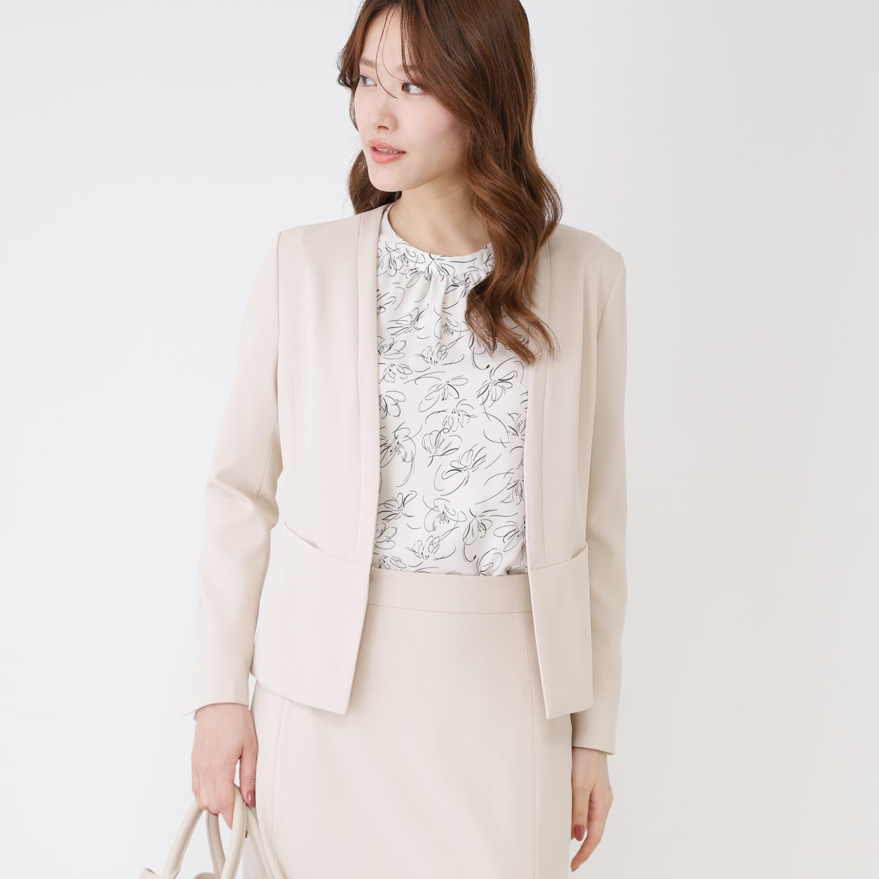 COUP DE CHANCE「【手洗い可／日本製／伸縮性／スーツ可】カラーレスジャケット」|ノーカラージャケット|