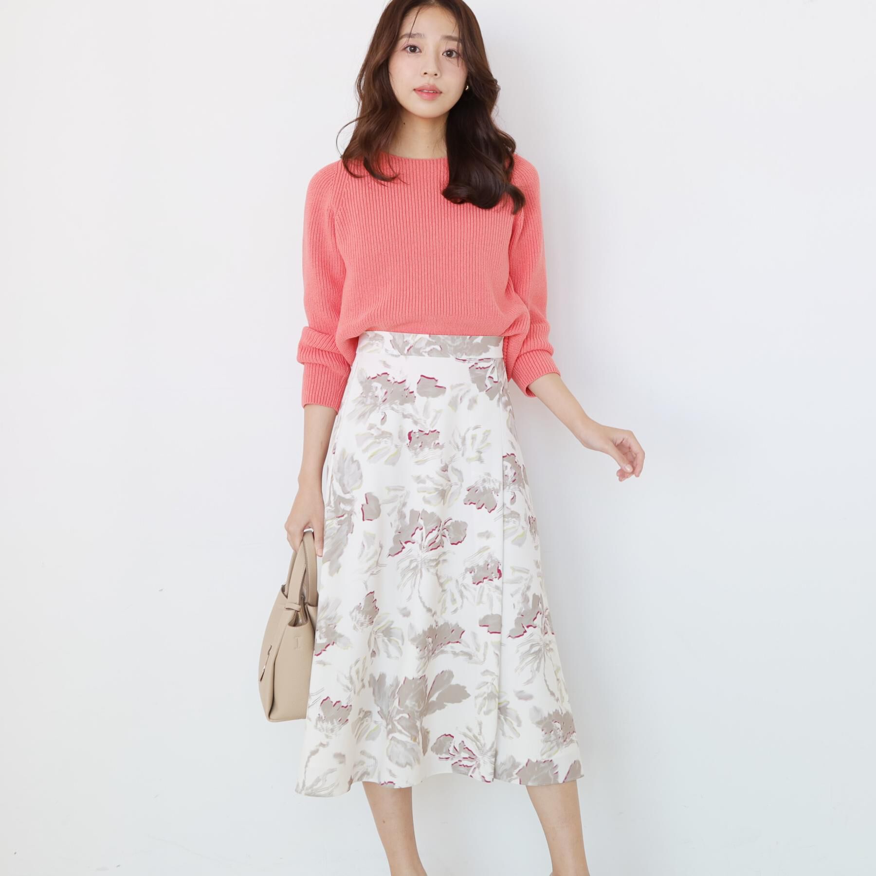 COUP DE CHANCE「【手洗い可／日本製／ウエスト後ろゴム】フラワー柄フレアスカート」|スカート|