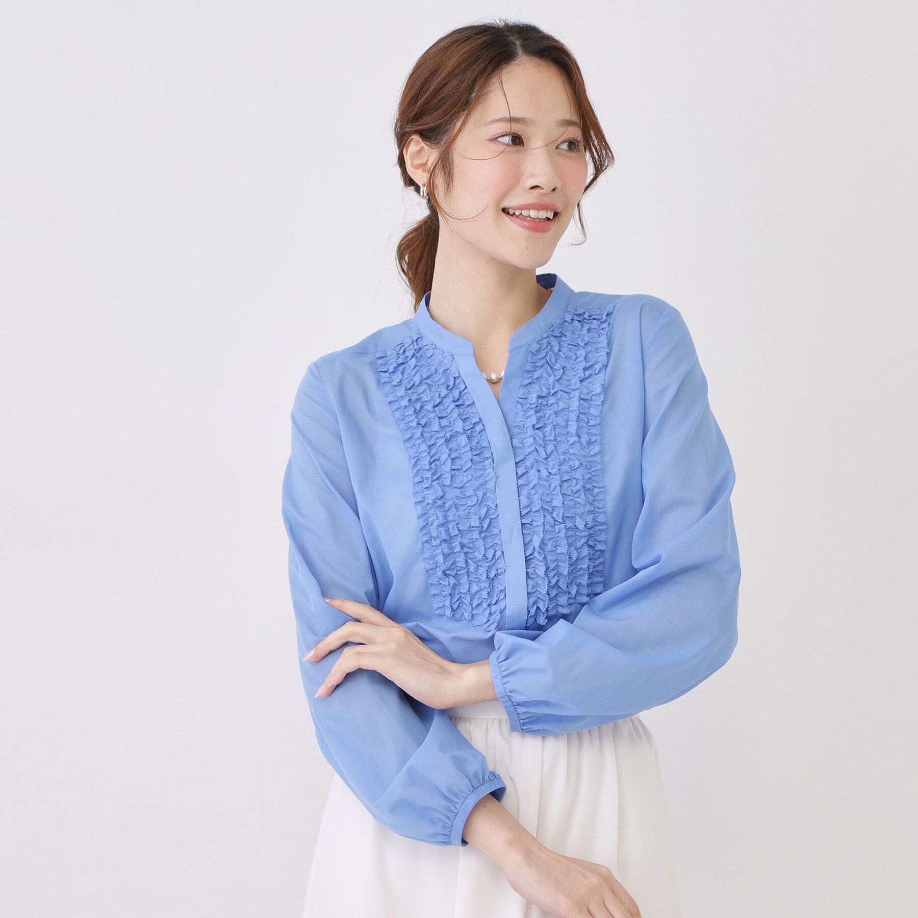 COUP DE CHANCE「【手洗い可/きれいめ】シアーローンフリルブラウス」|シャツ・ブラウス|