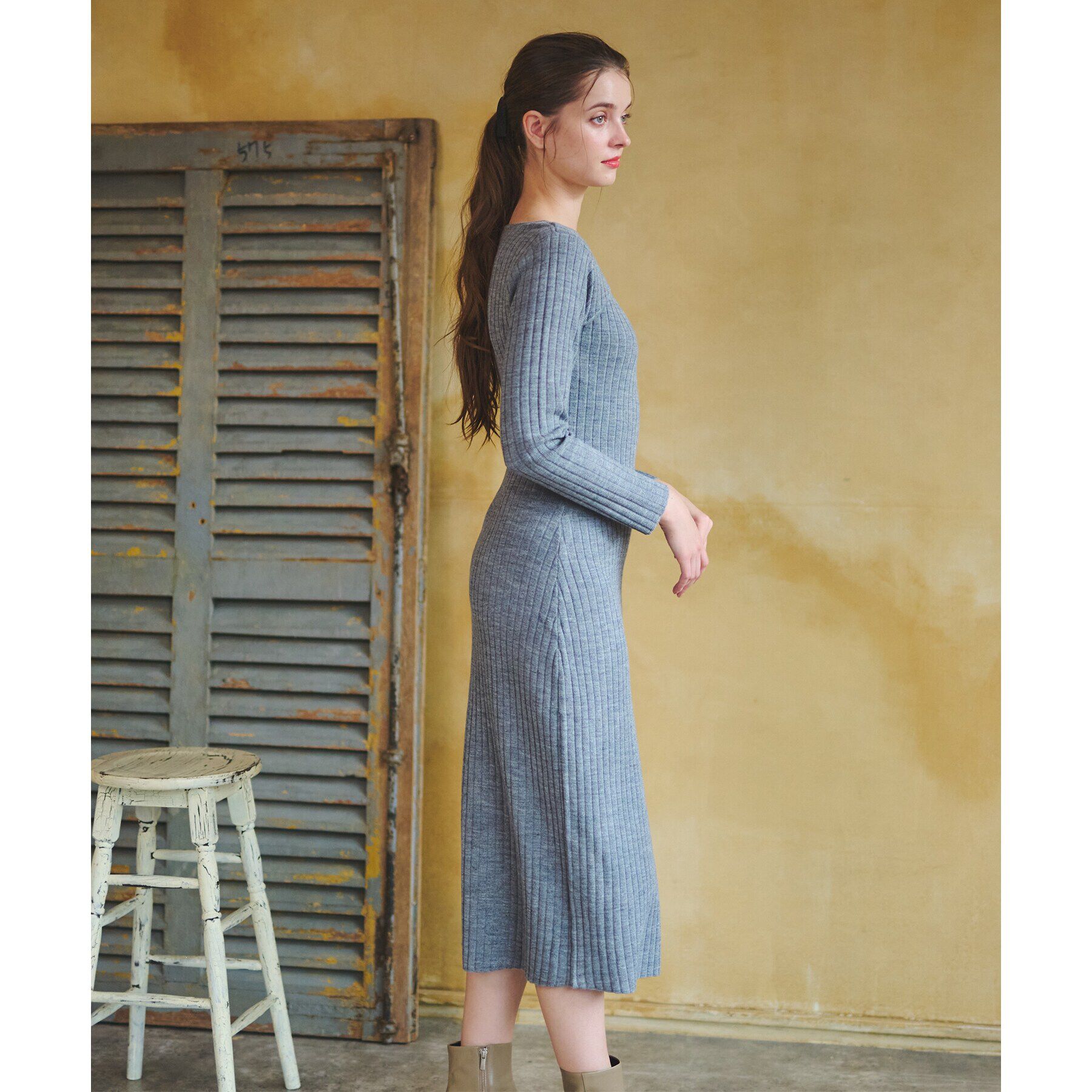 DRESSTERIOR「【otonaMUSE11月号掲載/手洗い可】デコルテリブニットワンピース」|ワンピース|