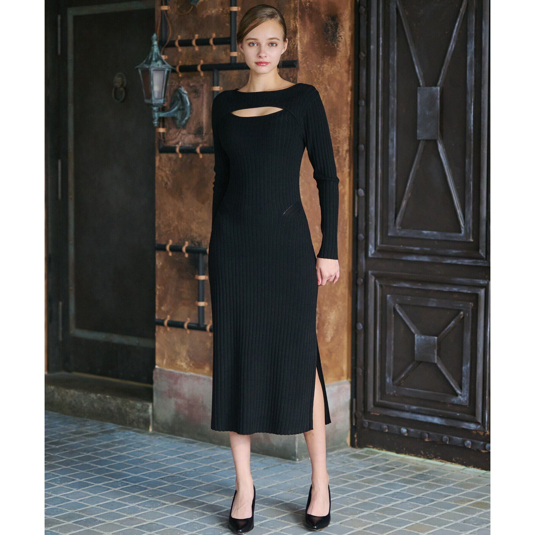 DRESSTERIOR「【otonaMUSE11月号掲載/手洗い可】デコルテリブニットワンピース」|ワンピース|