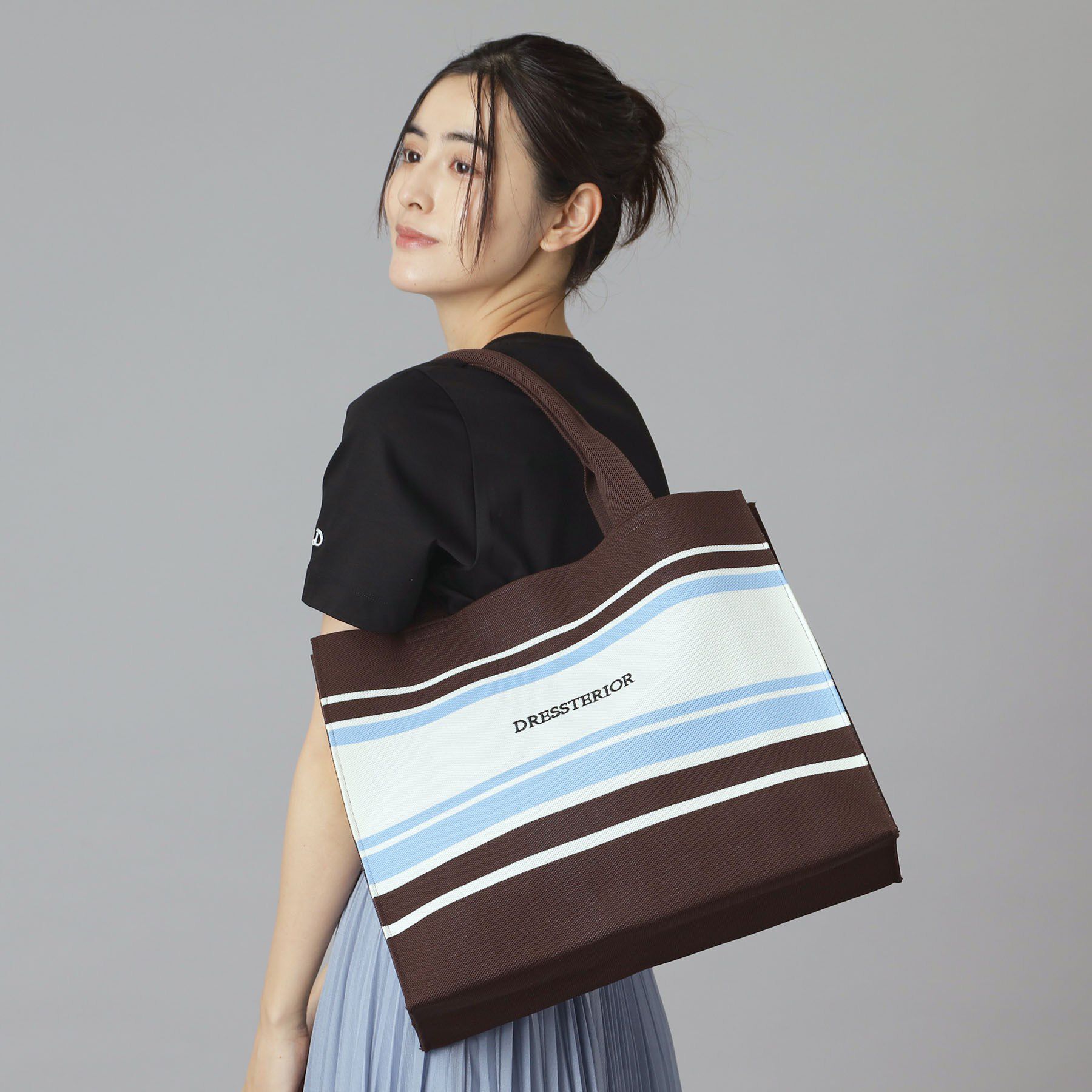 DRESSTERIOR「ボーダーニットラージトート」|トートバッグ|