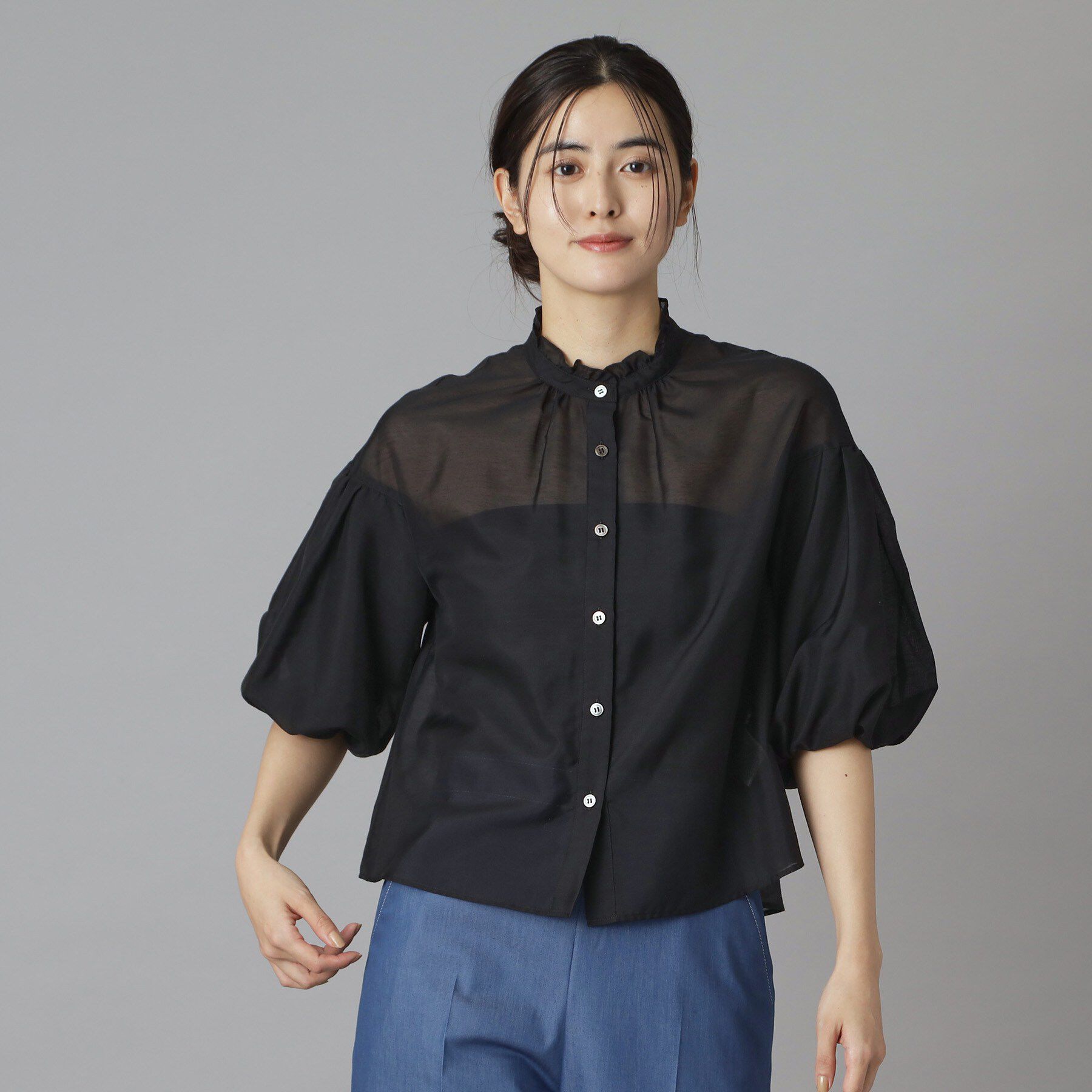 DRESSTERIOR「スタンドフリルボリュームブラウス」|シャツ・ブラウス|