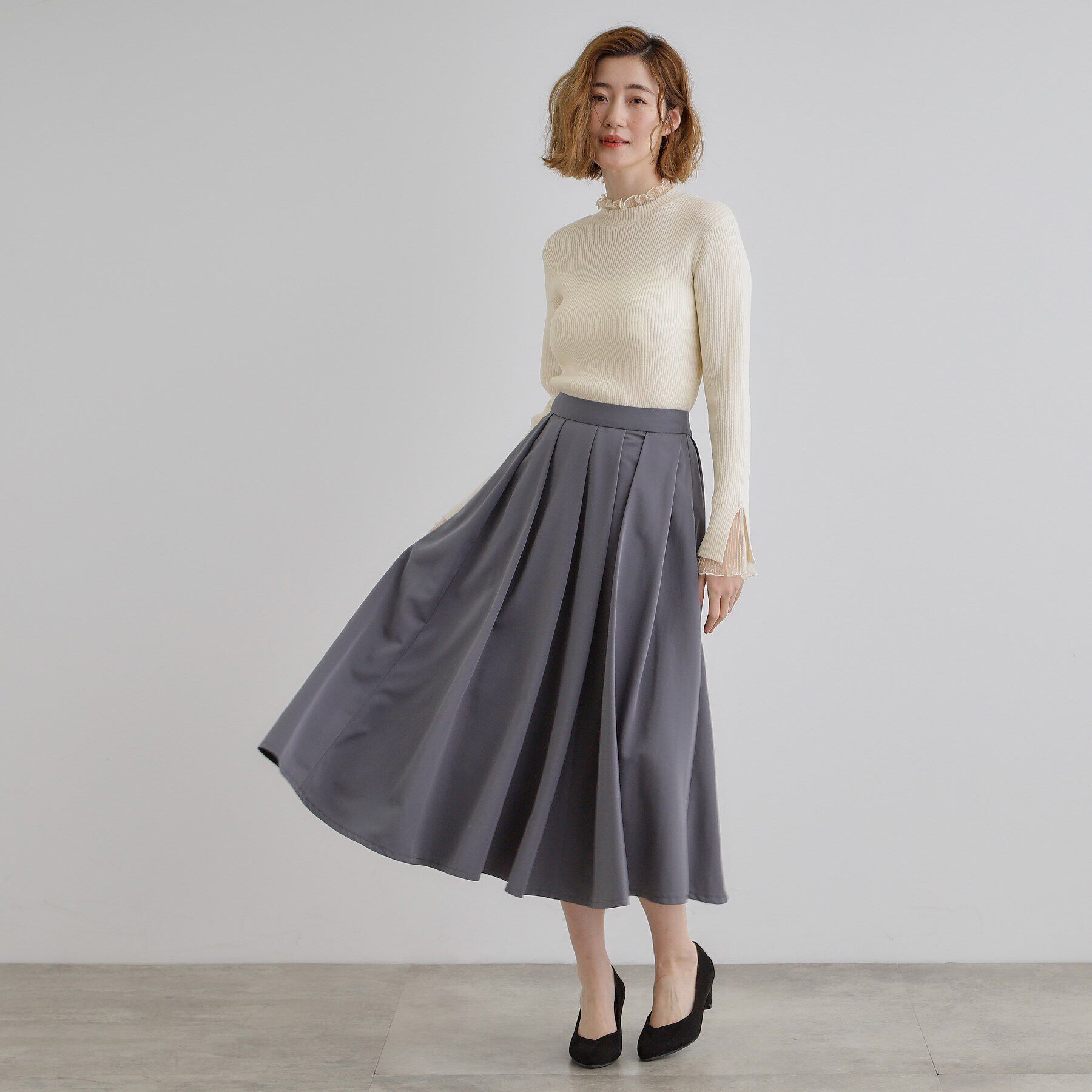 grove「チュールプリーツレイヤードプルオーバー」|ニット・セーター|