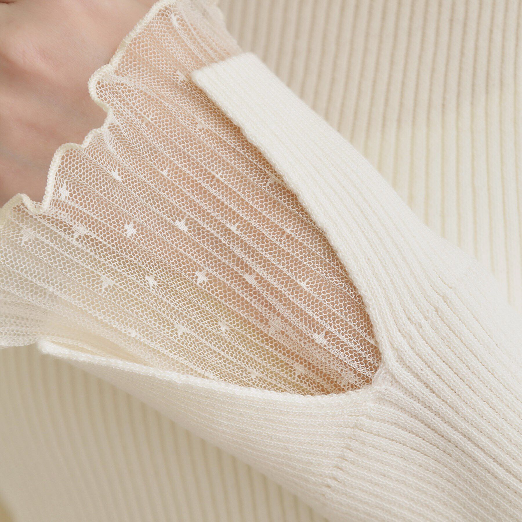 grove「チュールプリーツレイヤードプルオーバー」|ニット・セーター|