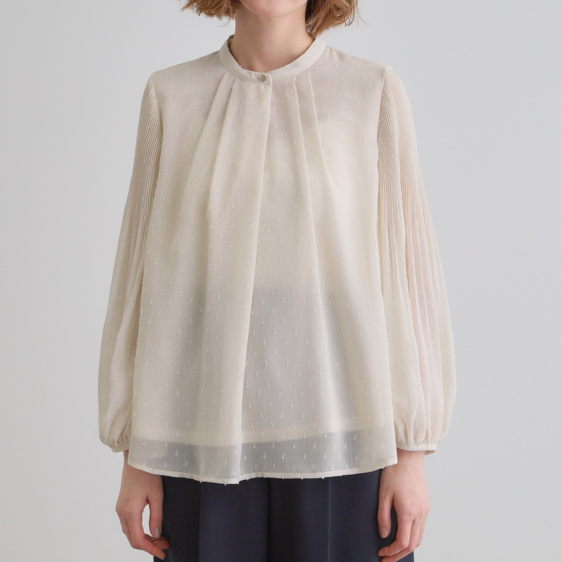 grove「【華やか】プリントアソート袖プリーツブラウス」|シャツ・ブラウス|