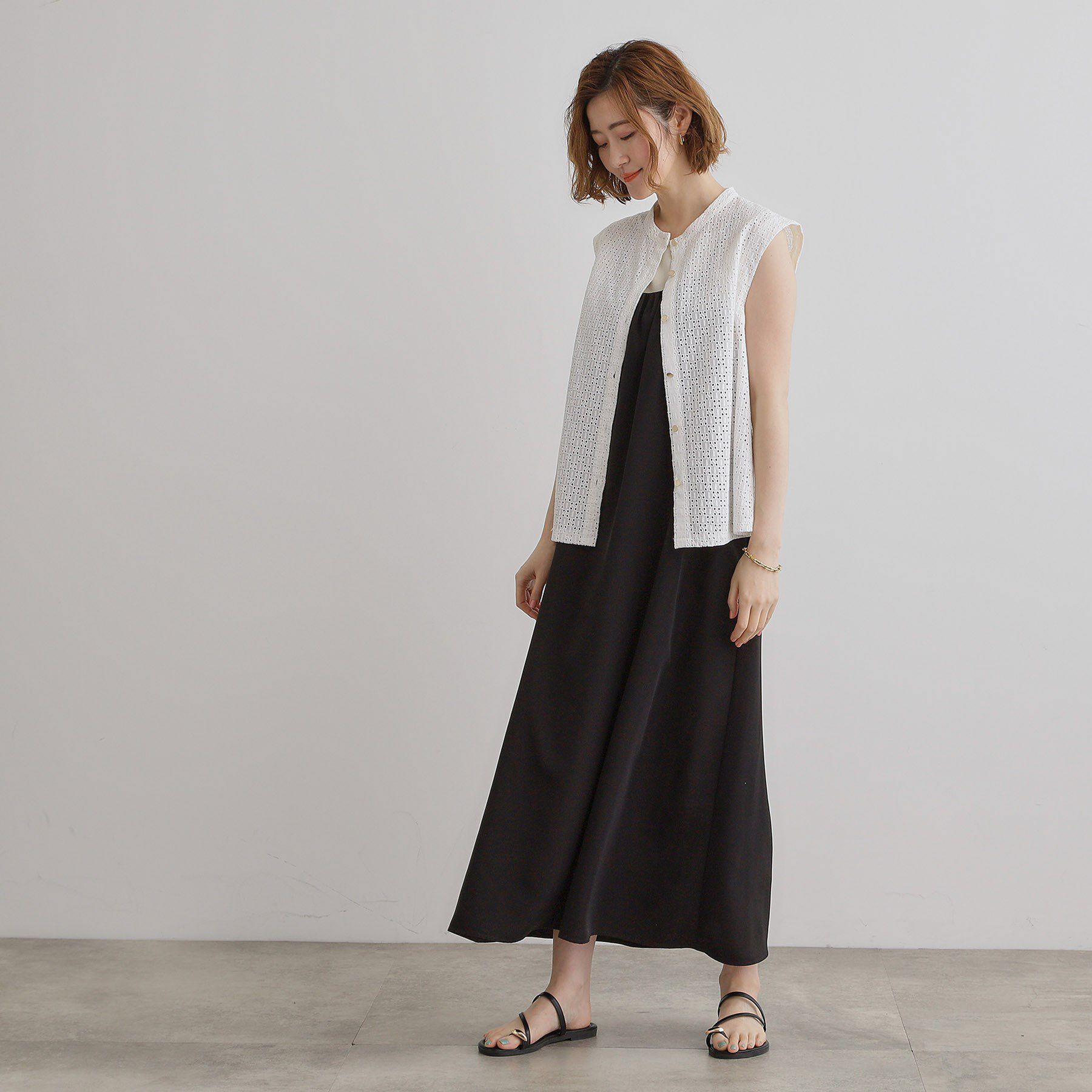 grove「繊細なレースで魅せるエンブロイダリーレースバンドカラーシャツ」|シャツ・ブラウス|