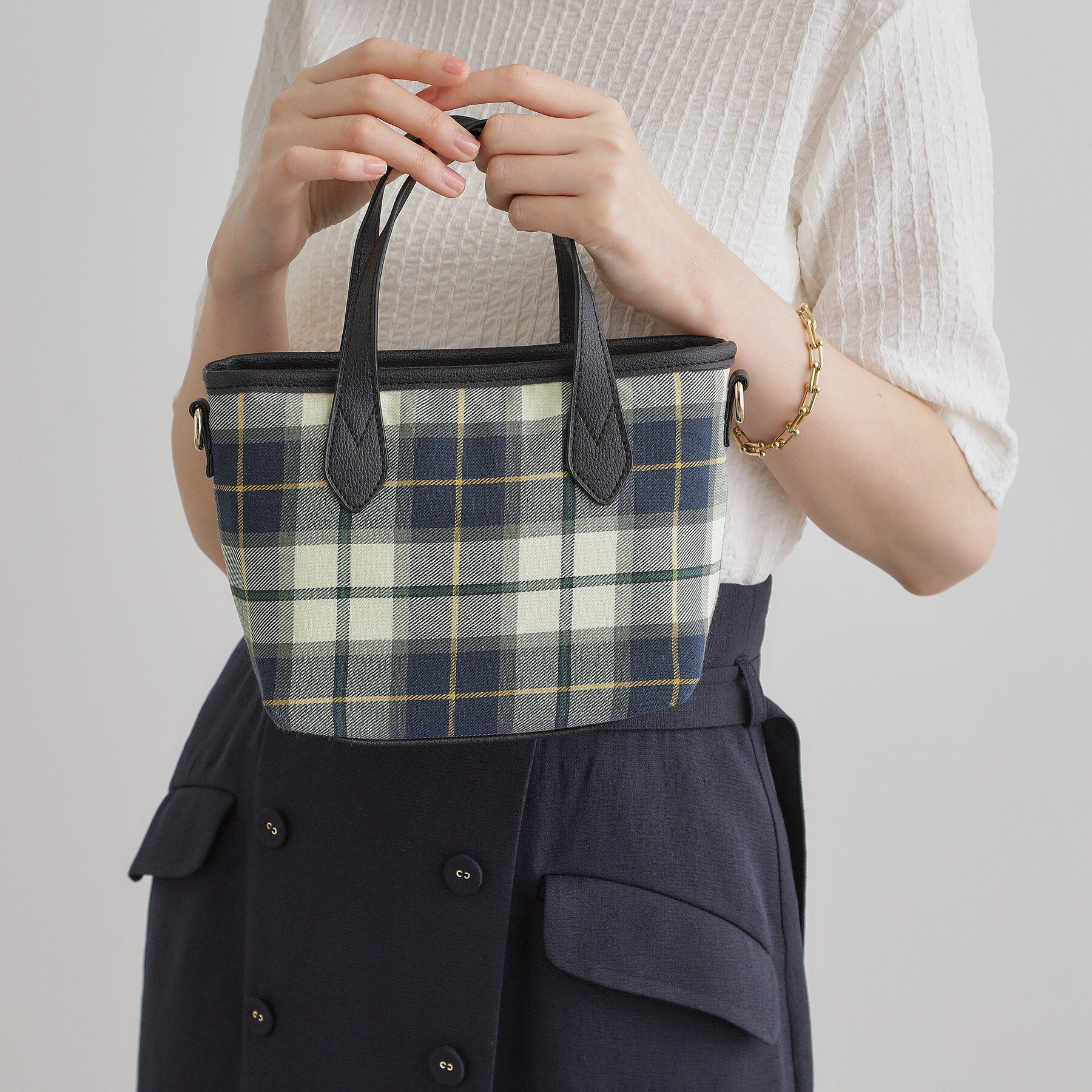 grove「アソートミニ2WAYトート」|トートバッグ|ネイビーチェック(2