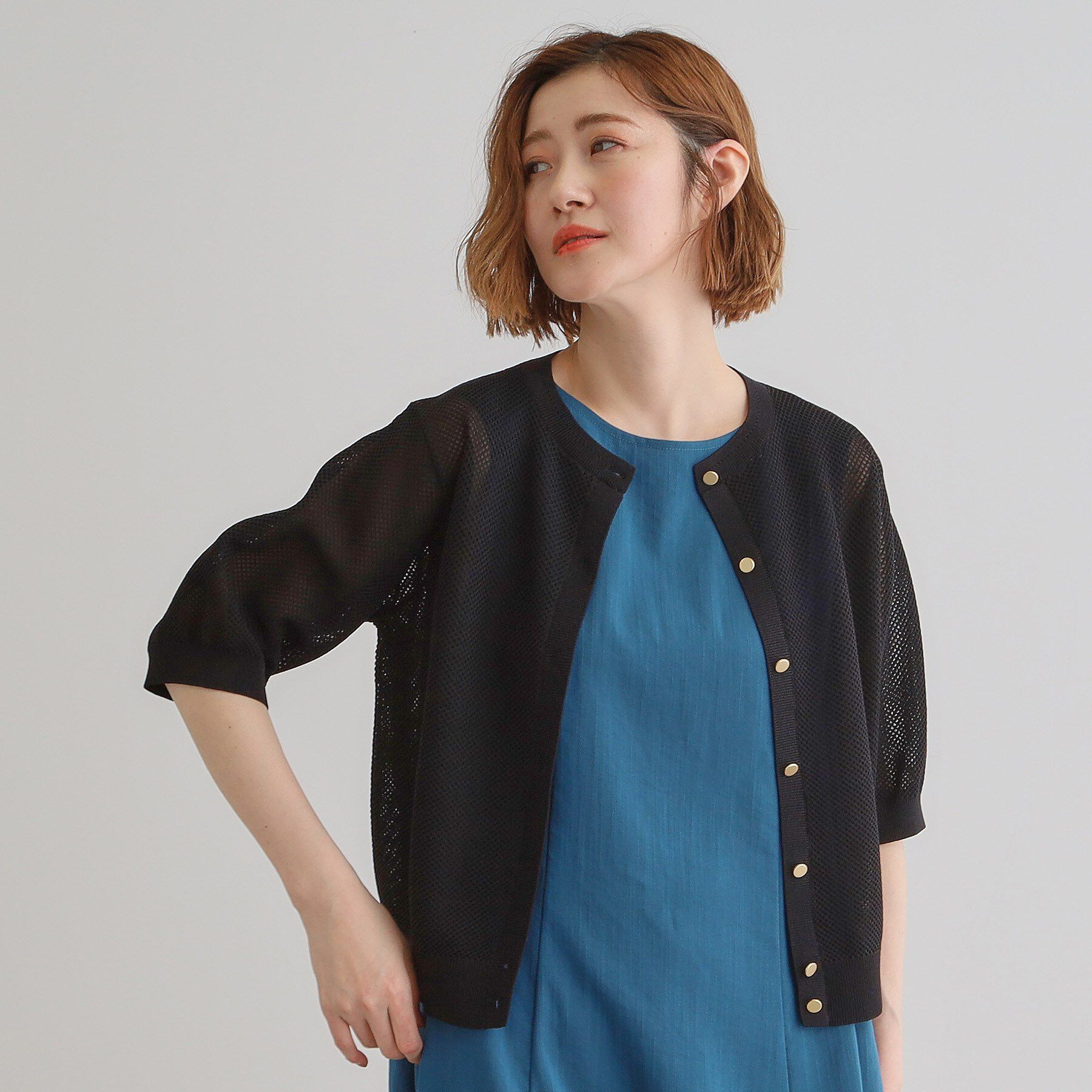 grove「1枚でも映える上品メッシュカーディガン」|カーディガン|