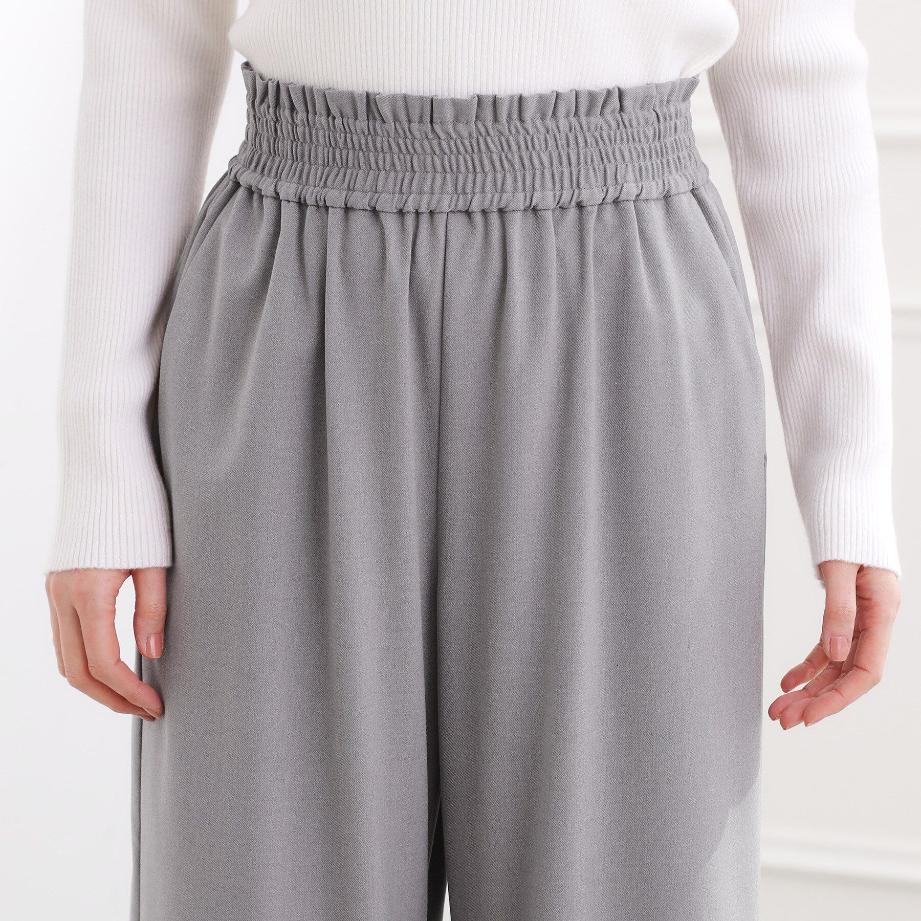 grove「きれい見えとイージーな着心地を両立した、ウエストシャーリング ワイドパンツ」|その他|