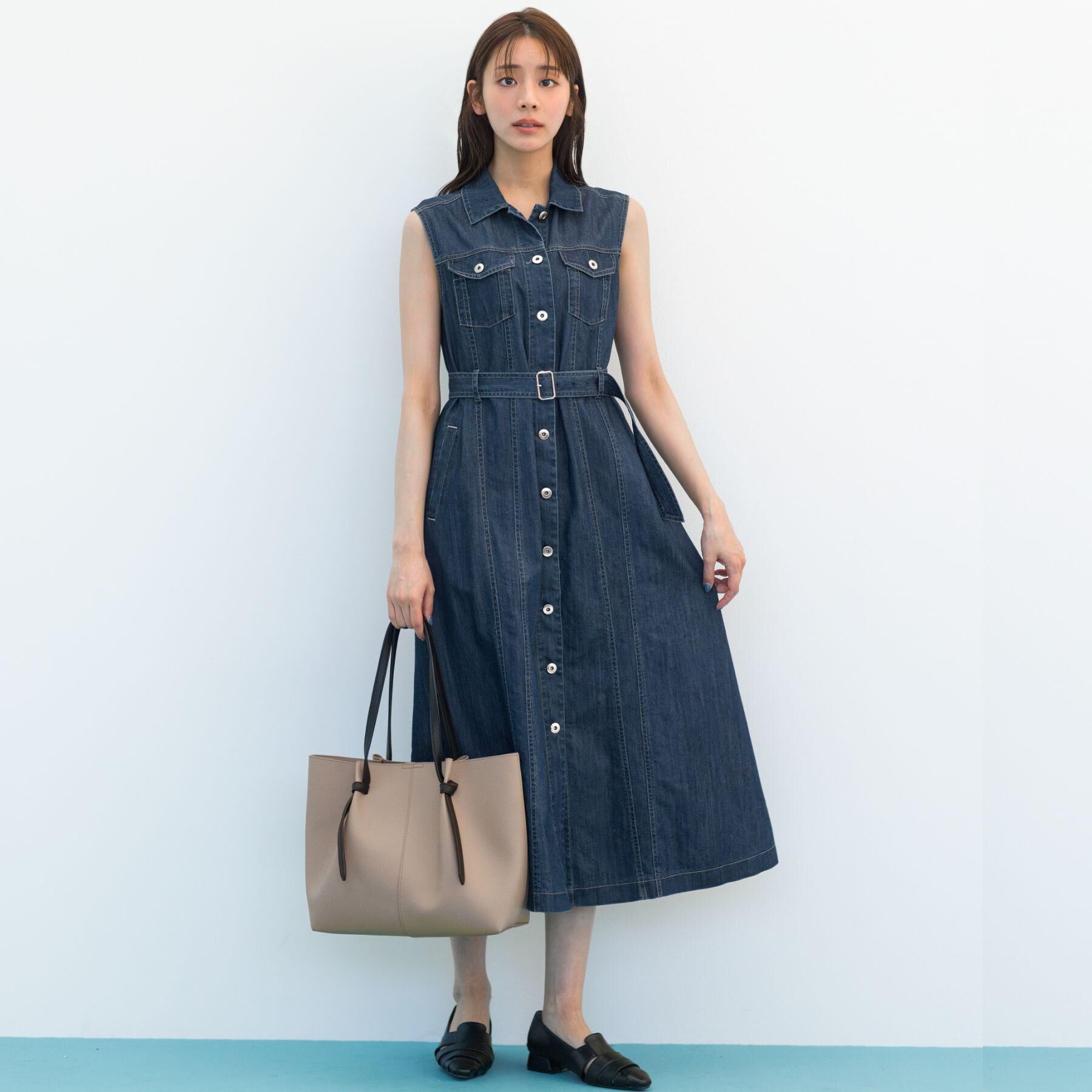 grove「【貴島明日香さん着用】デニムフレアワンピース」|ワンピース|