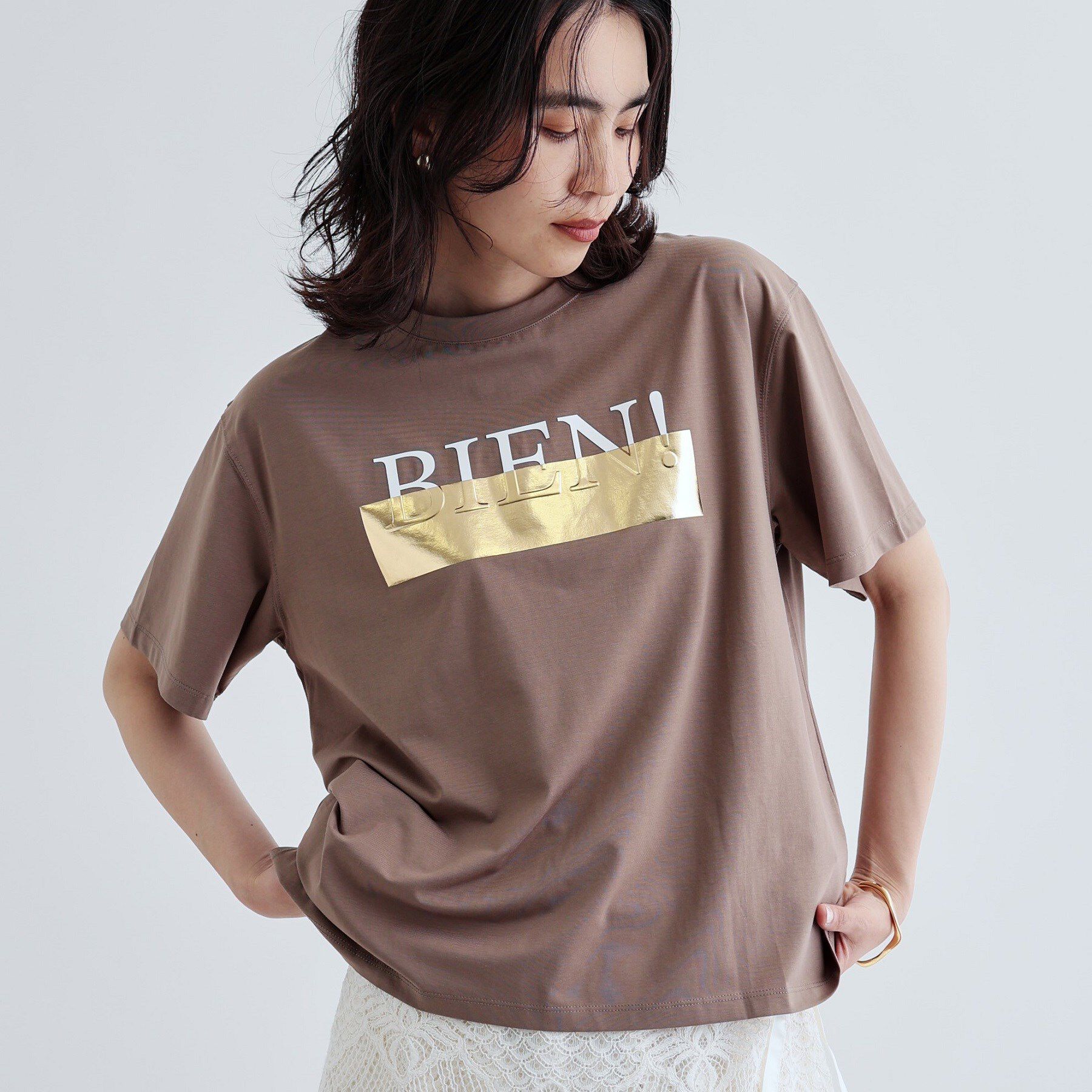 GALLEST「【再入荷】箔プリントロゴTシャツ」|Tシャツ・カットソー|モカブラウン(042