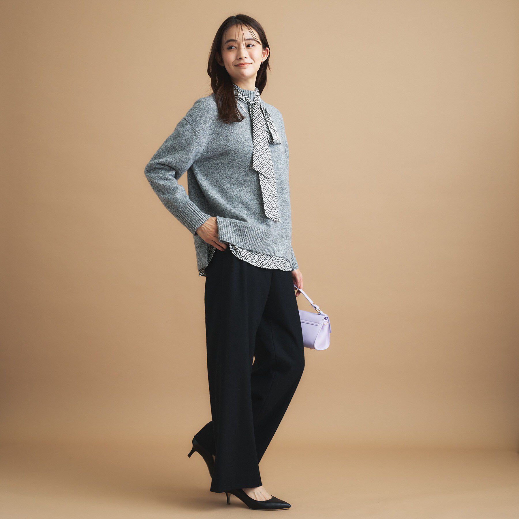 INDIVI「【褒められパンツ／ウール混】ウォームウール ワイドパンツ」|その他|