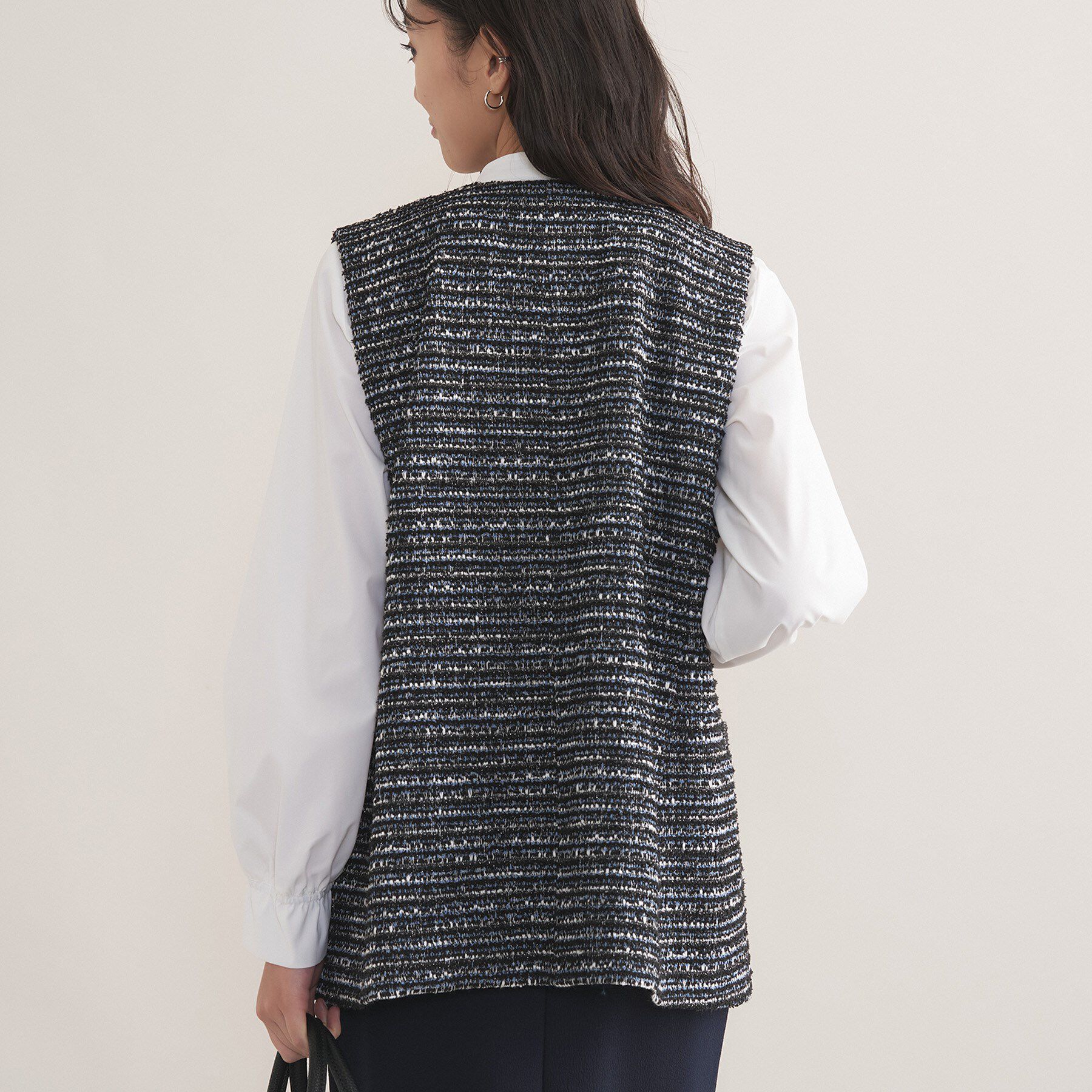 INDIVI「【2点セット／洗える】ツイードジレ＆ボウタイブラウス」|その他|