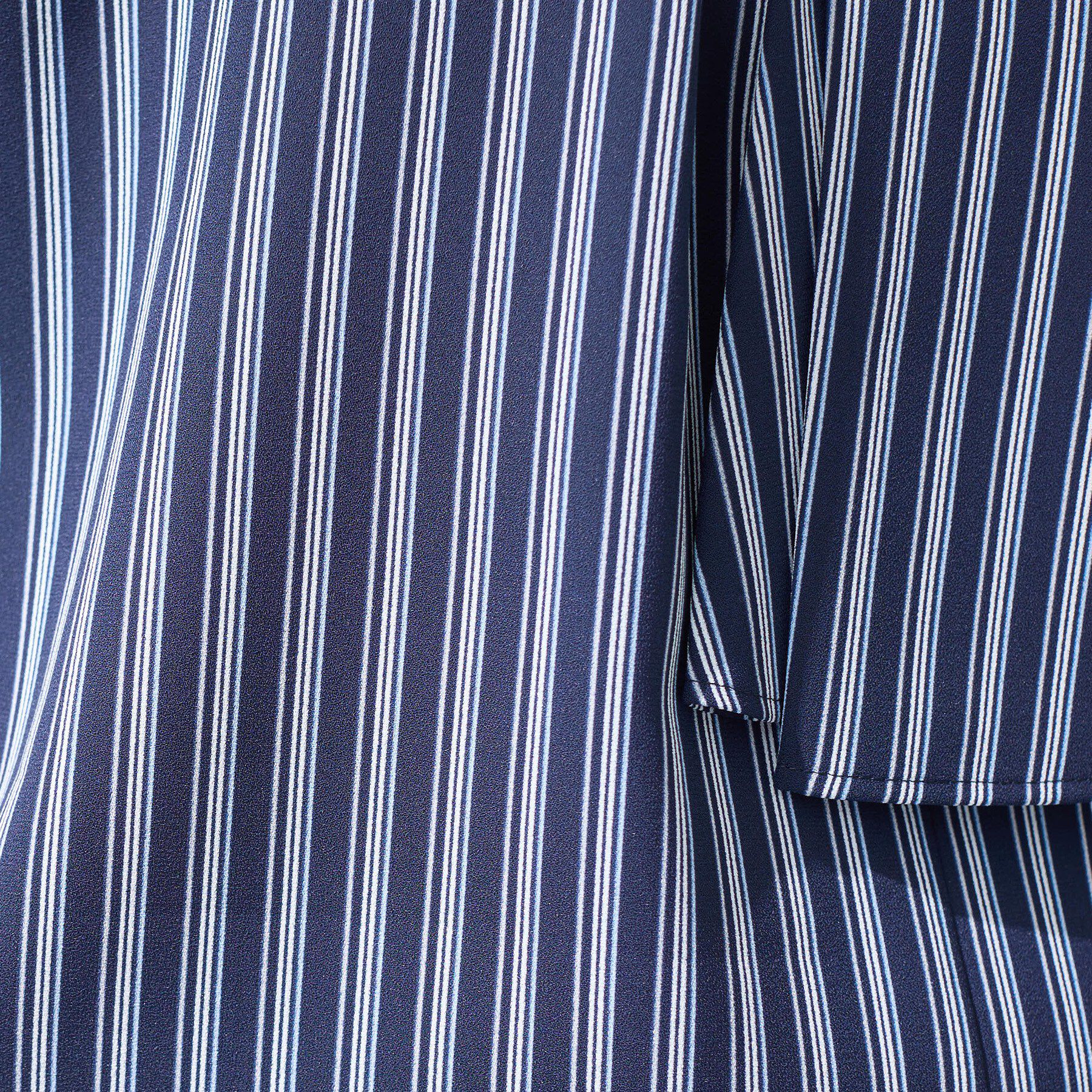 INDIVI「【洗える／UVケア】ストライプ柄＆無地 ボウタイ風 半袖ブラウス」|シャツ・ブラウス|