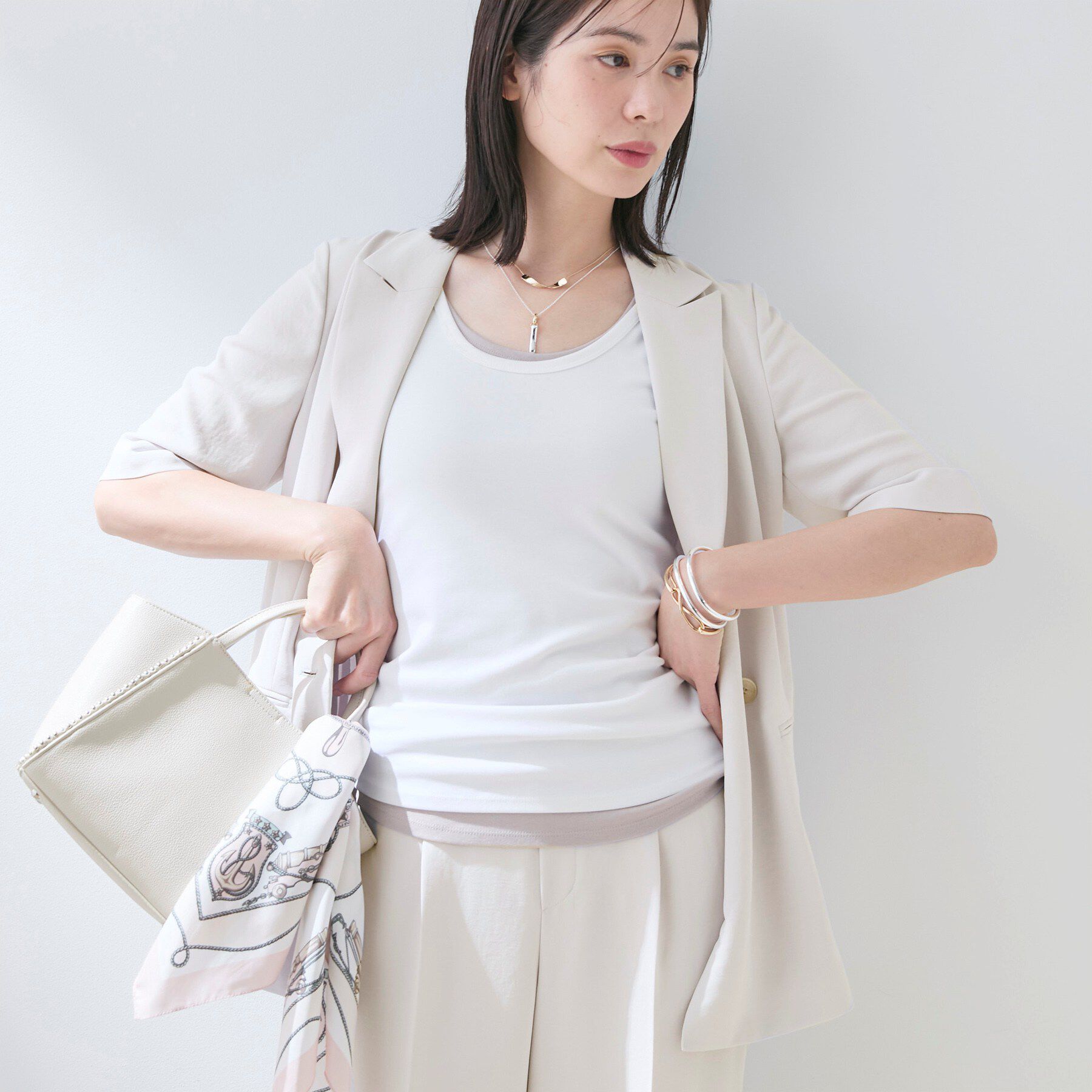 INDIVI「【着る日傘】ハーフスリーブダブルジャケット」|テーラードジャケット|