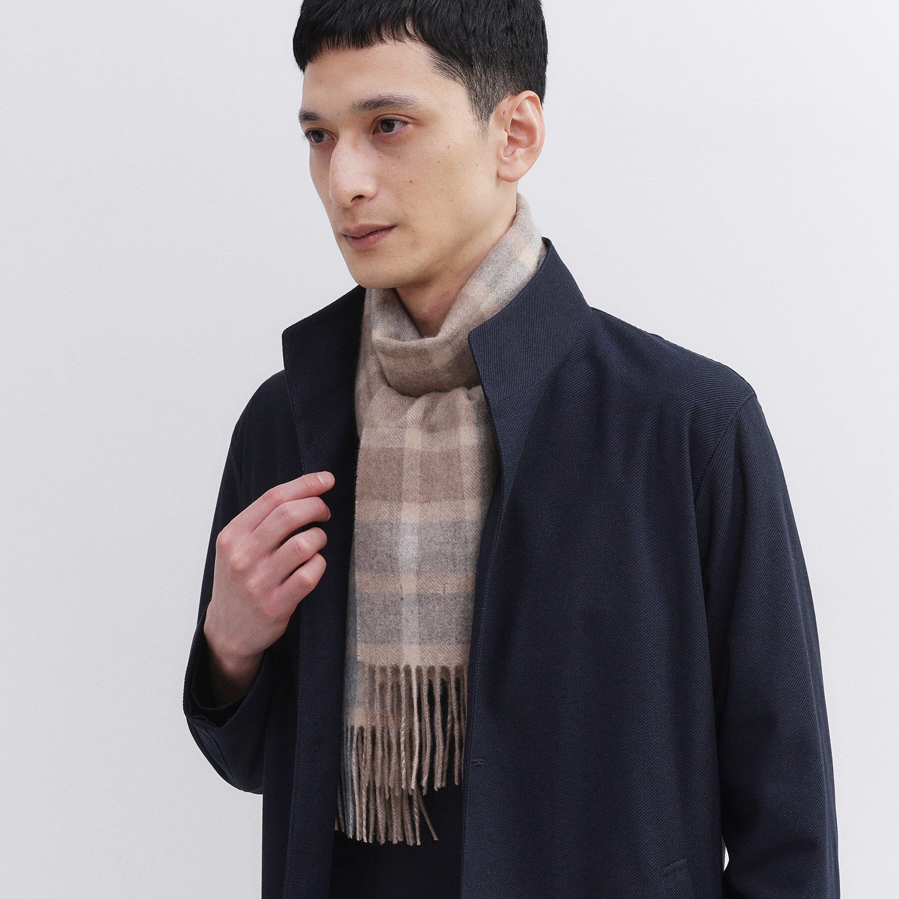 TAKEO KIKUCHI「【洗えるカシミヤ】カシミヤ100 チェックマフラー」|ストール|