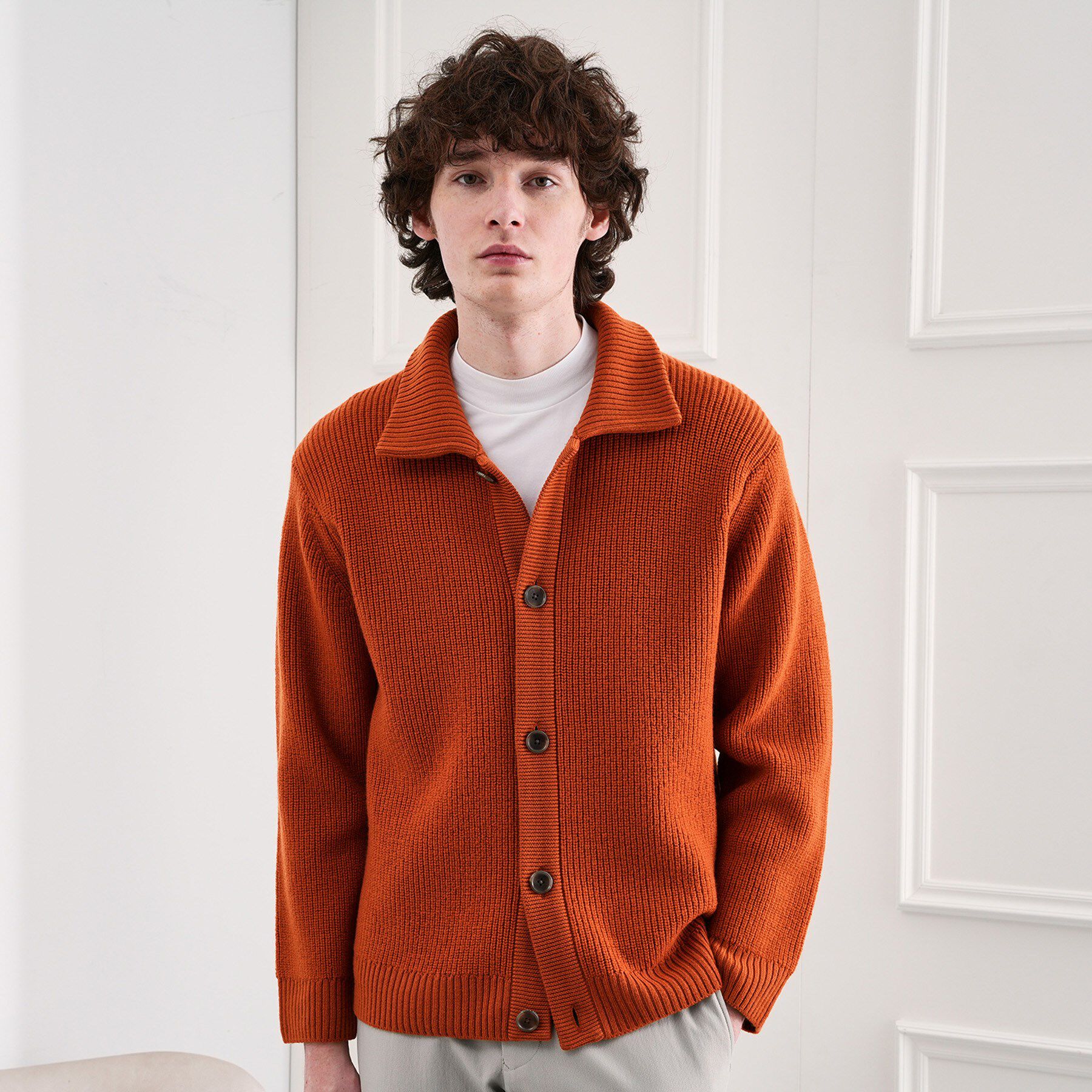 TAKEO KIKUCHI「タスマニアウール混畦編みカーディガン」|カーディガン|