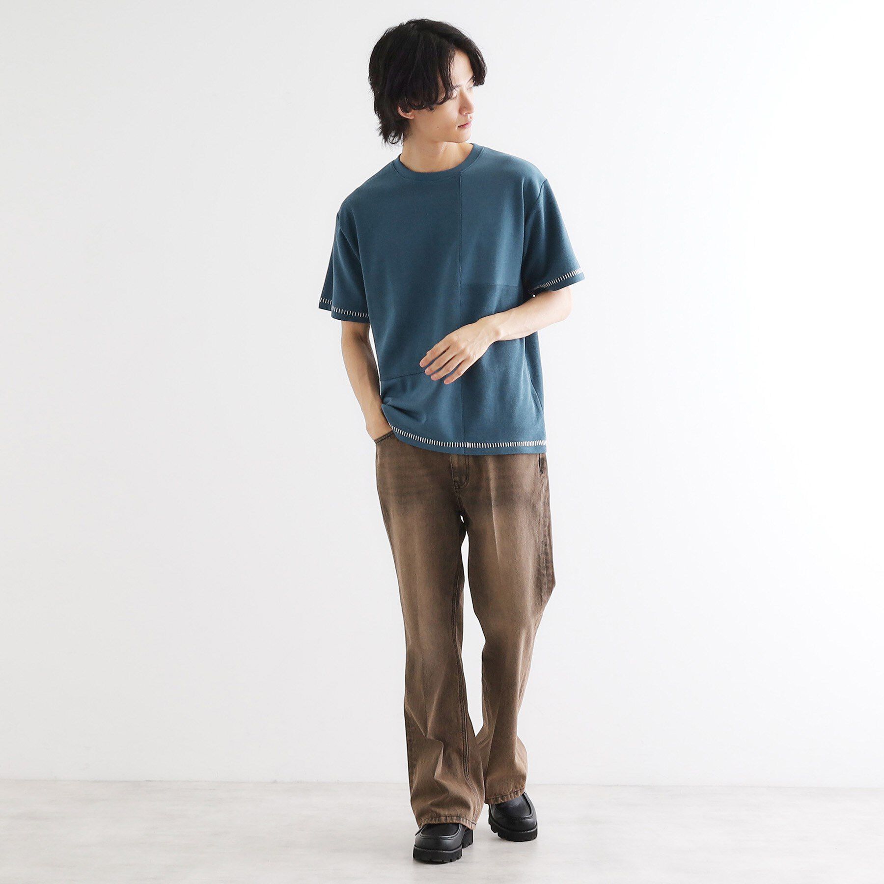 tk.TAKEO KIKUCHI「ブラインドステッチ切替カットソー」|Tシャツ・カットソー|