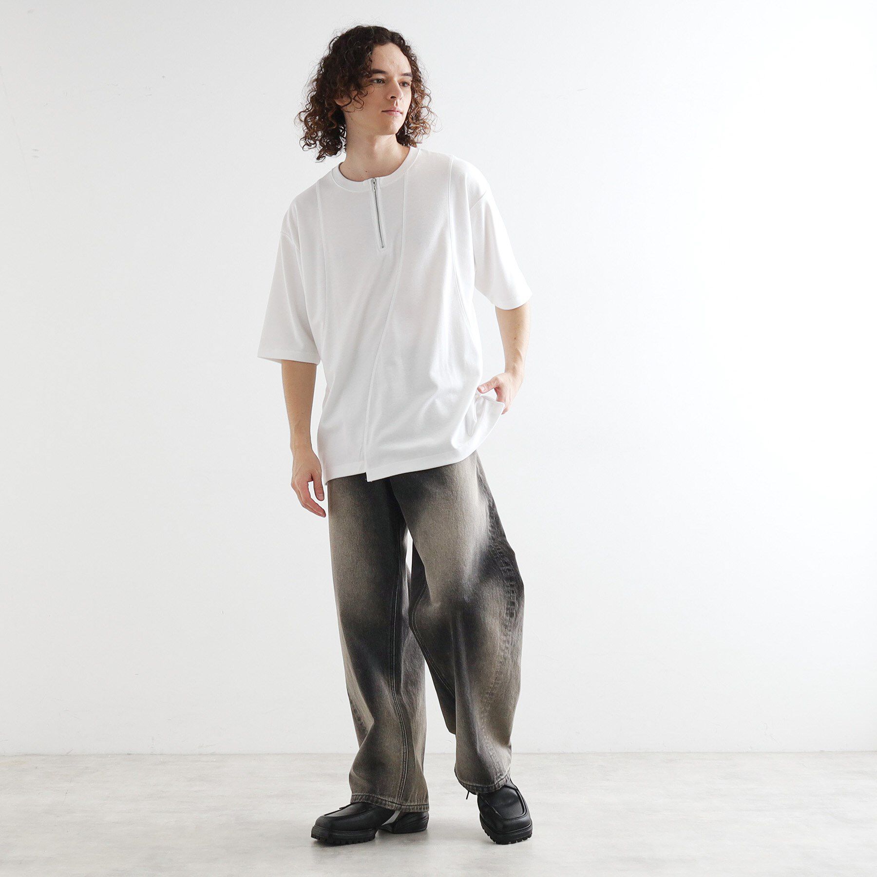 tk.TAKEO KIKUCHI「ウェーブ切替ジップTシャツ」|Tシャツ・カットソー|