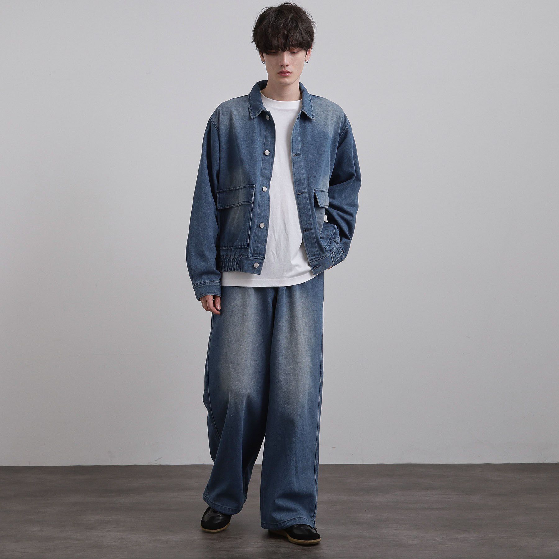 tk.TAKEO KIKUCHI「【上下2点セット】デニムブルゾン＋ワイドデニムパンツ」|スーツ|
