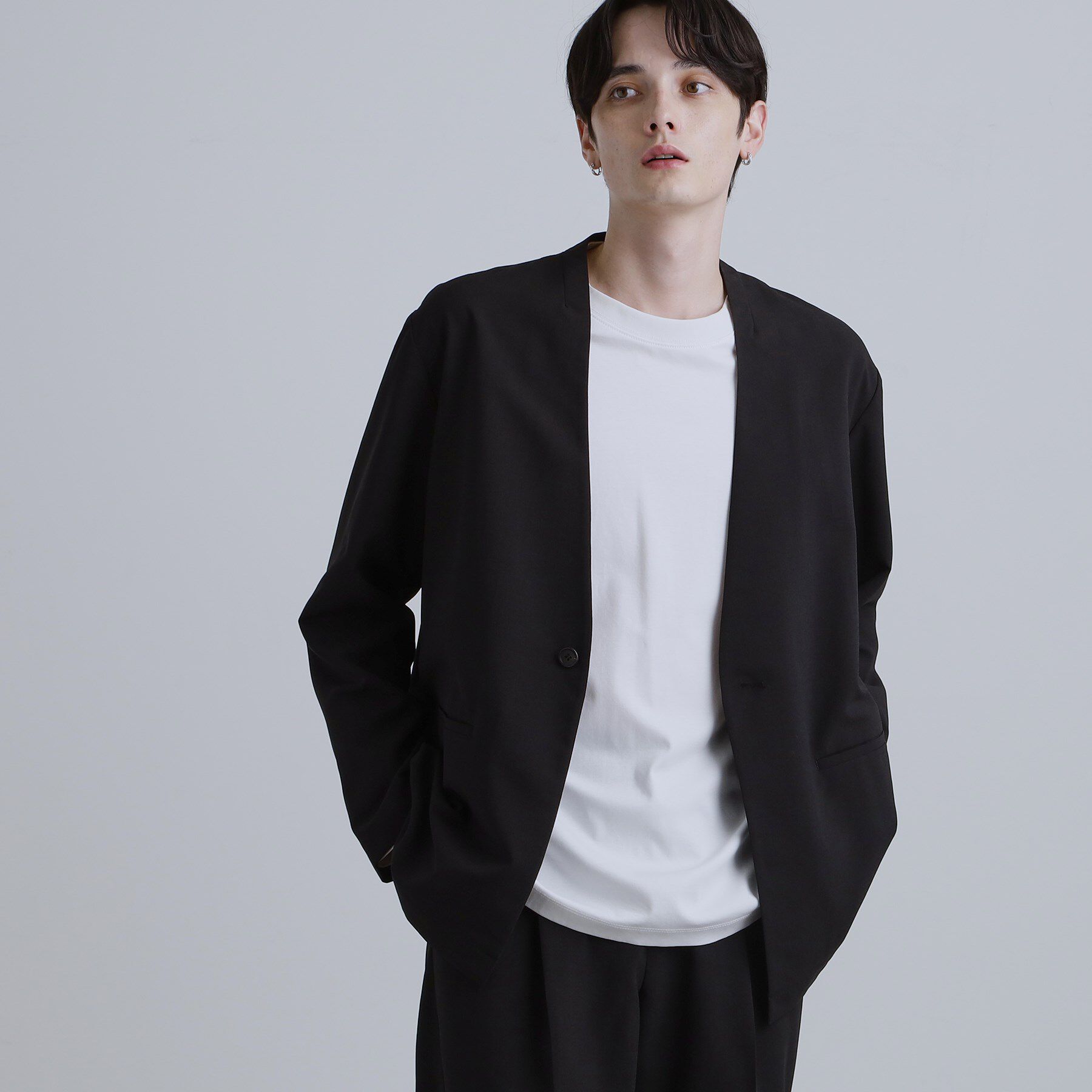 tk.TAKEO KIKUCHI「【2点セットジャケット＋パンツ】エアリードライノーカラージャケット＆スラックス」|スーツ|