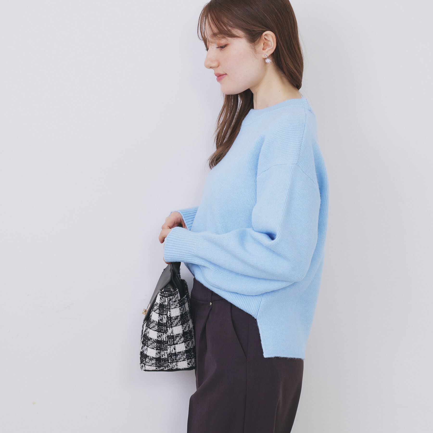 index「モックネックボクシーラメニット【洗濯機OK】《7col》」|ニット・セーター|