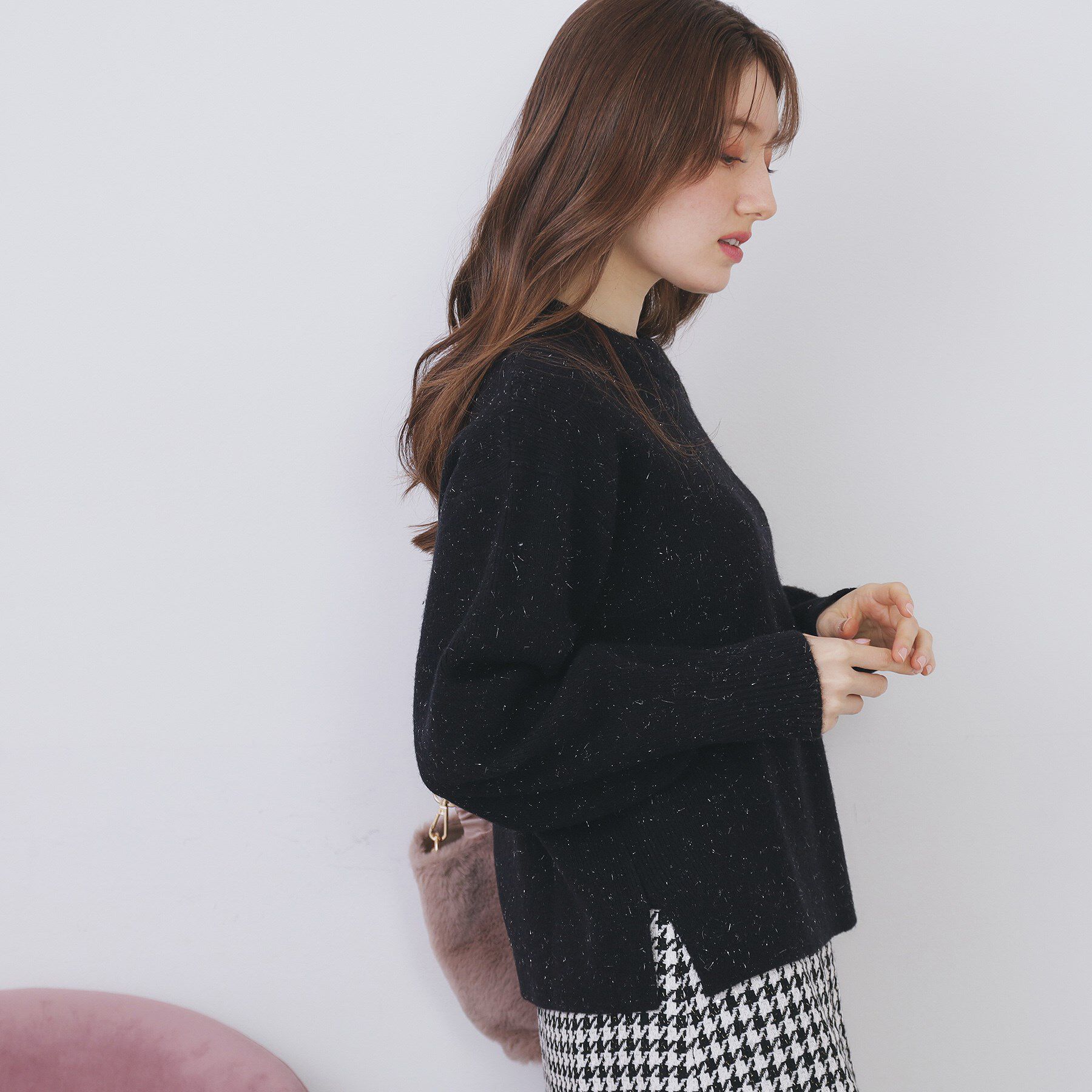 index「モックネックボクシーラメニット【洗濯機OK】《7col》」|ニット・セーター|