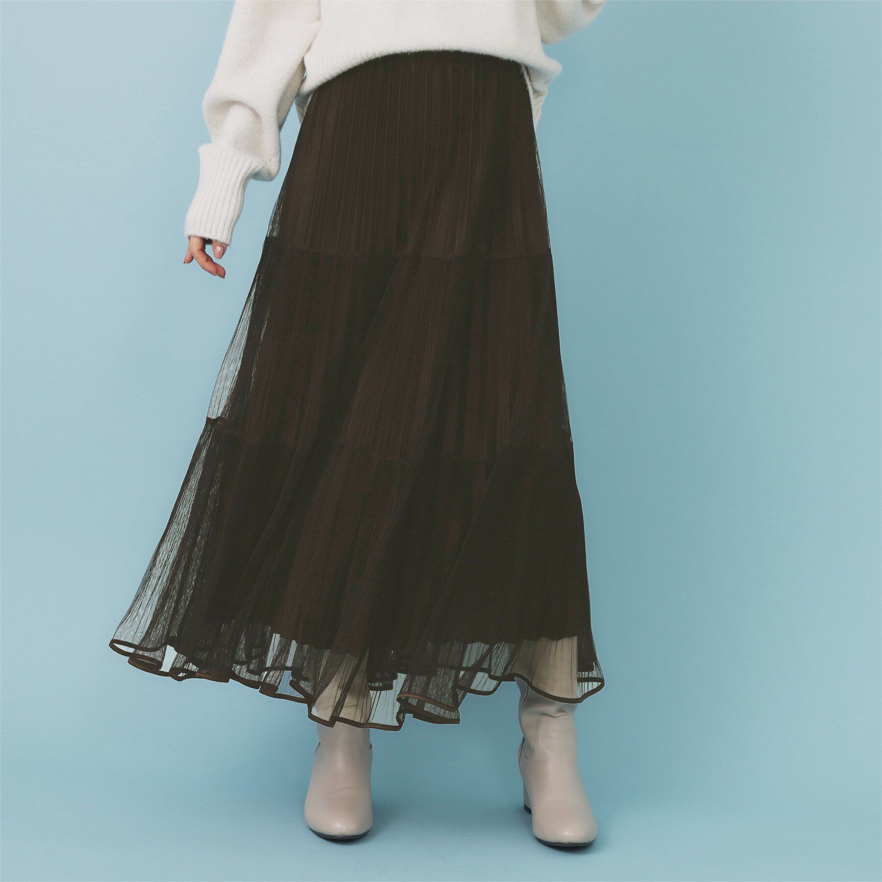 index「リバーシブルチュールティアードフレアスカート【洗濯機OK】」|スカート|