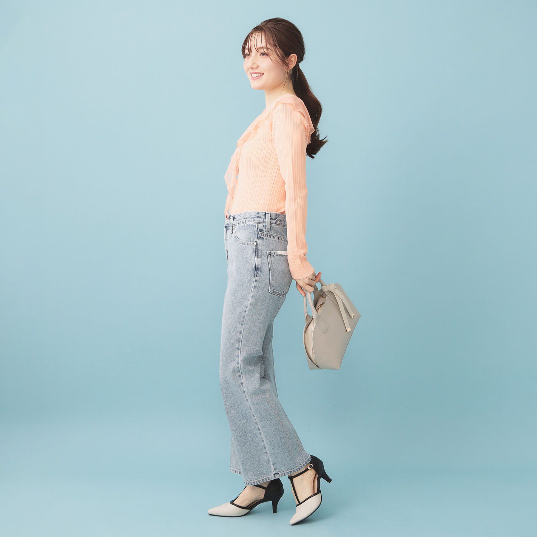 index「レースフリルVネックリブニット【洗濯機OK/坑ピル】」|ニット・セーター|