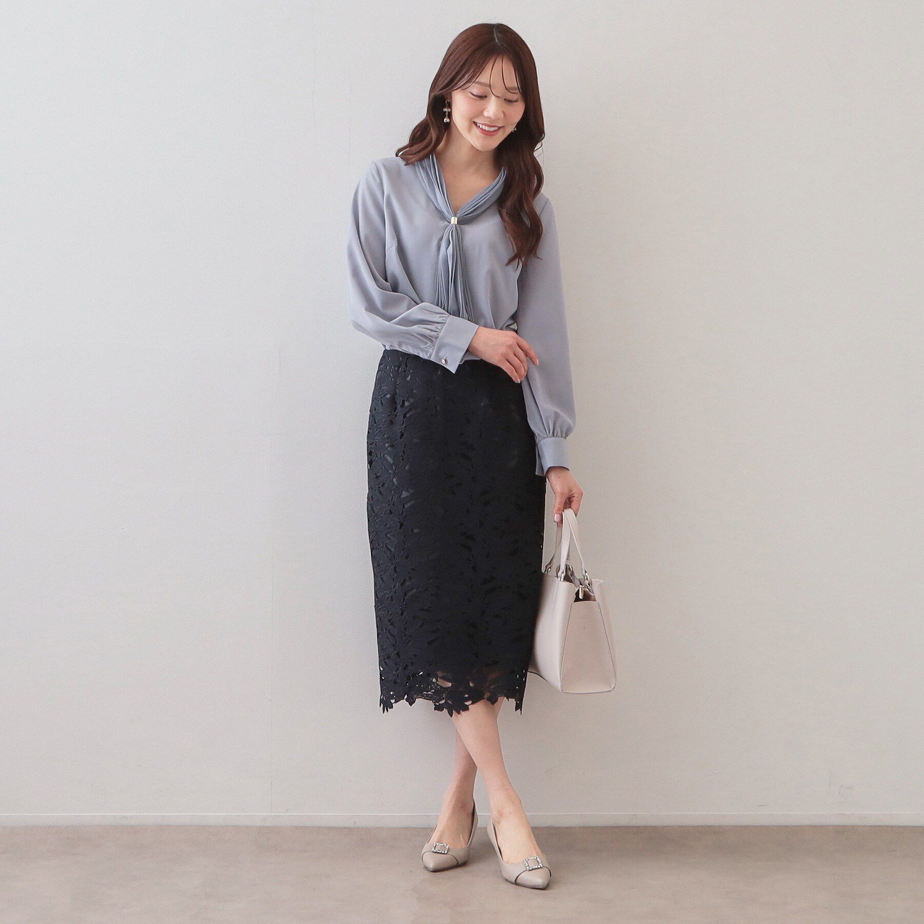 index「プリーツボウタイジョーゼットブラウス【洗濯機OK/イージーアイロン/防シワ】」|シャツ・ブラウス|