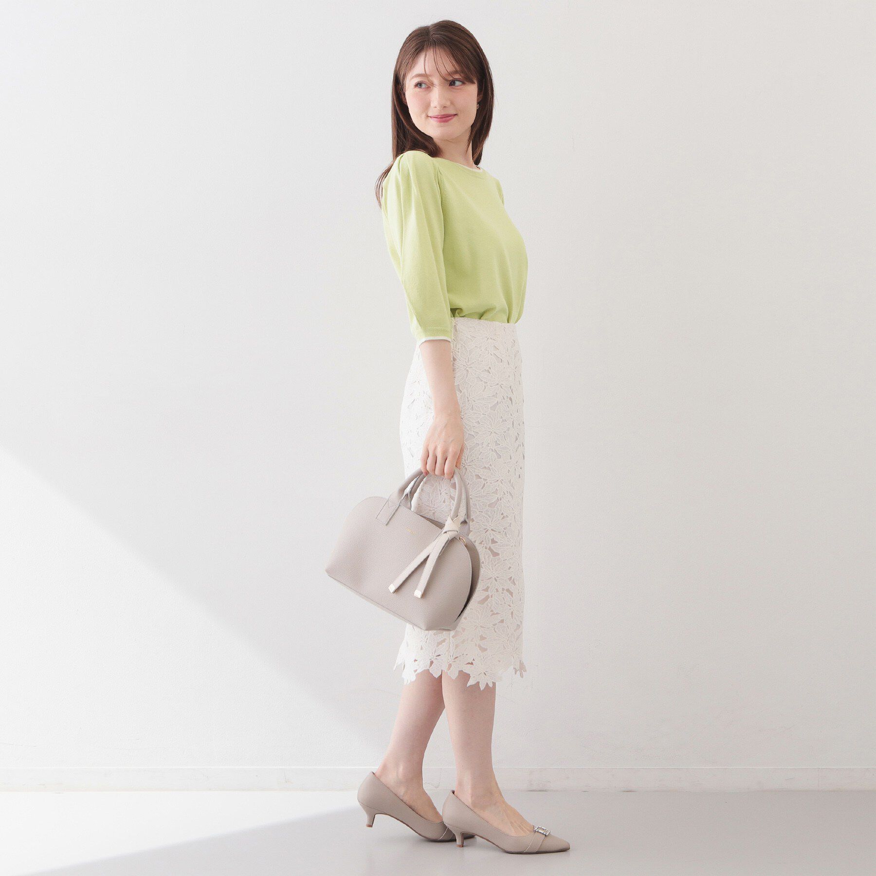 index「6分袖タックスリーブニット【洗濯機OK/UVケア】《XS～LL/9col》」|ニット・セーター|