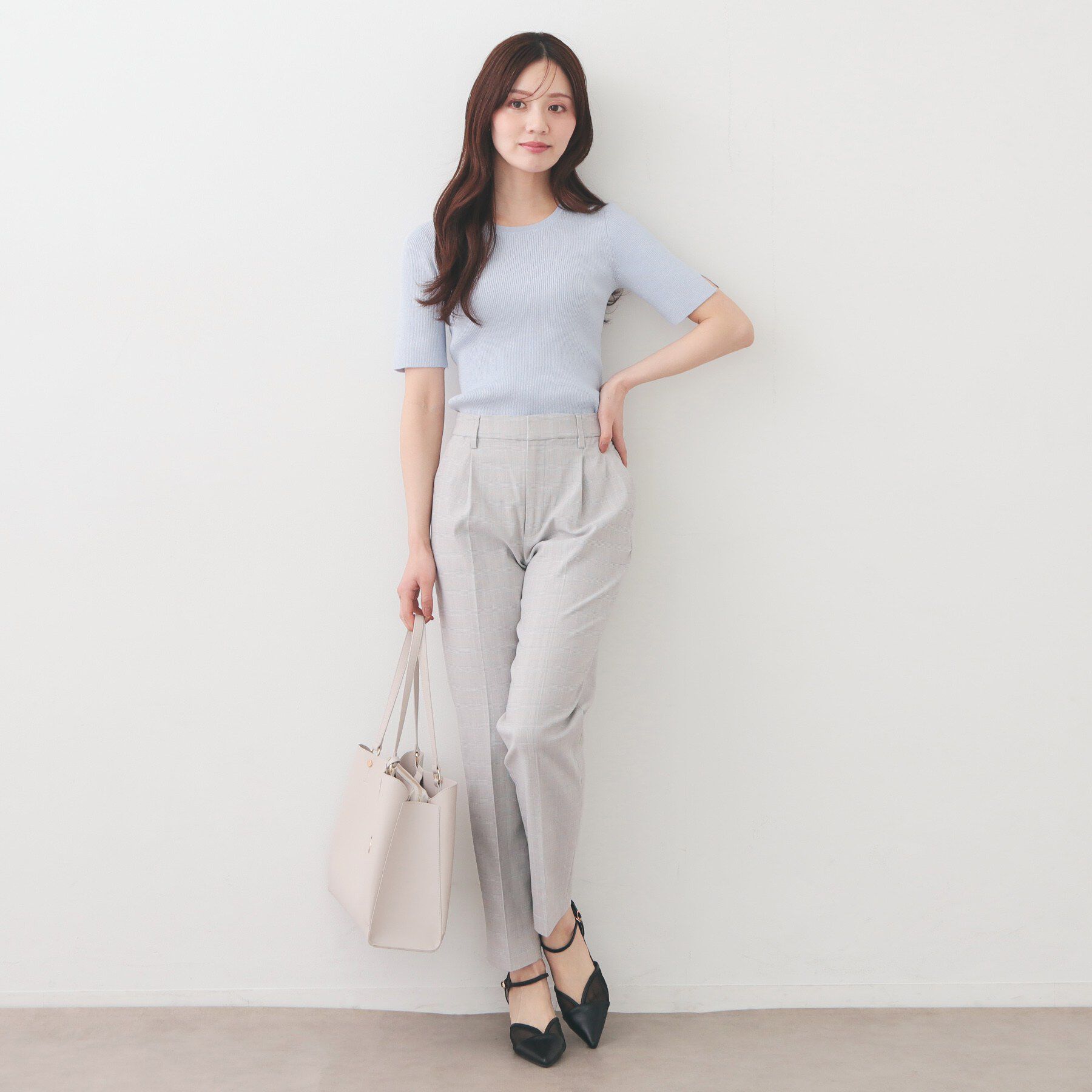 index「ラメリブ半袖ニット【洗濯機OK】」|ニット・セーター|