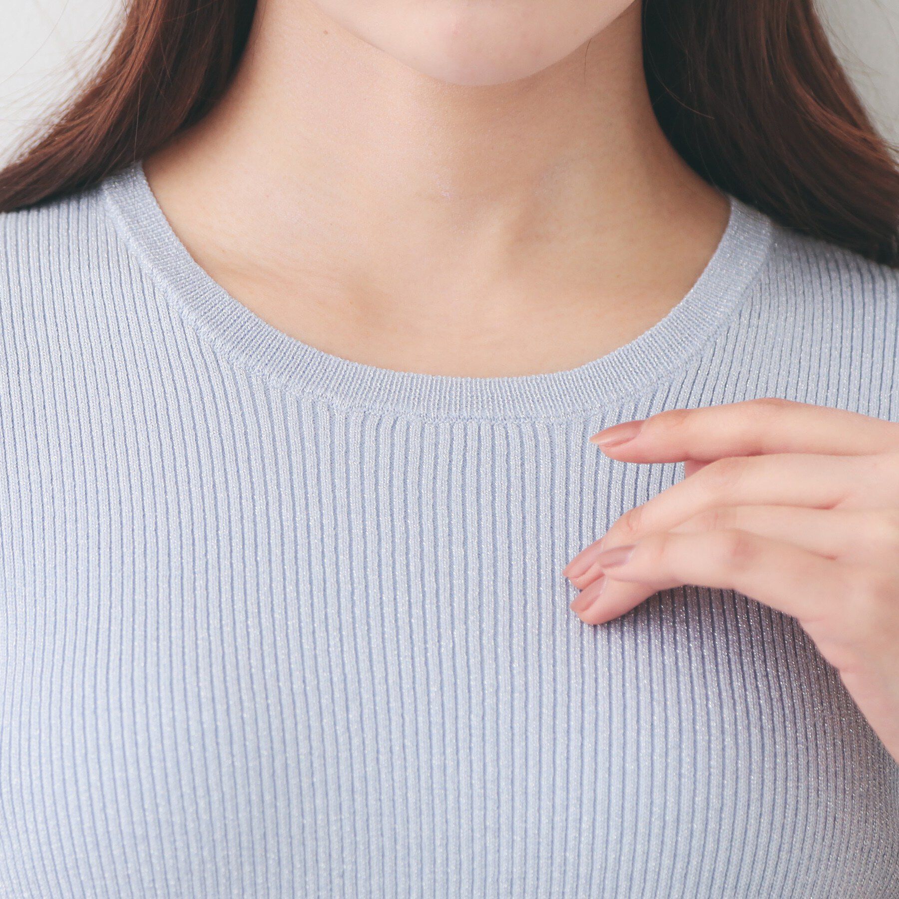 index「ラメリブ半袖ニット【洗濯機OK】」|ニット・セーター|