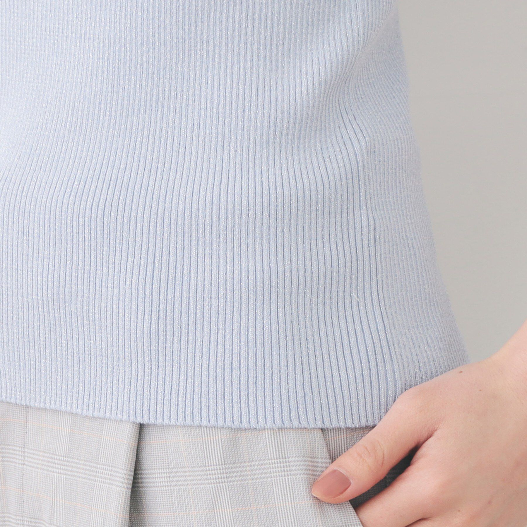 index「ラメリブ半袖ニット【洗濯機OK】」|ニット・セーター|