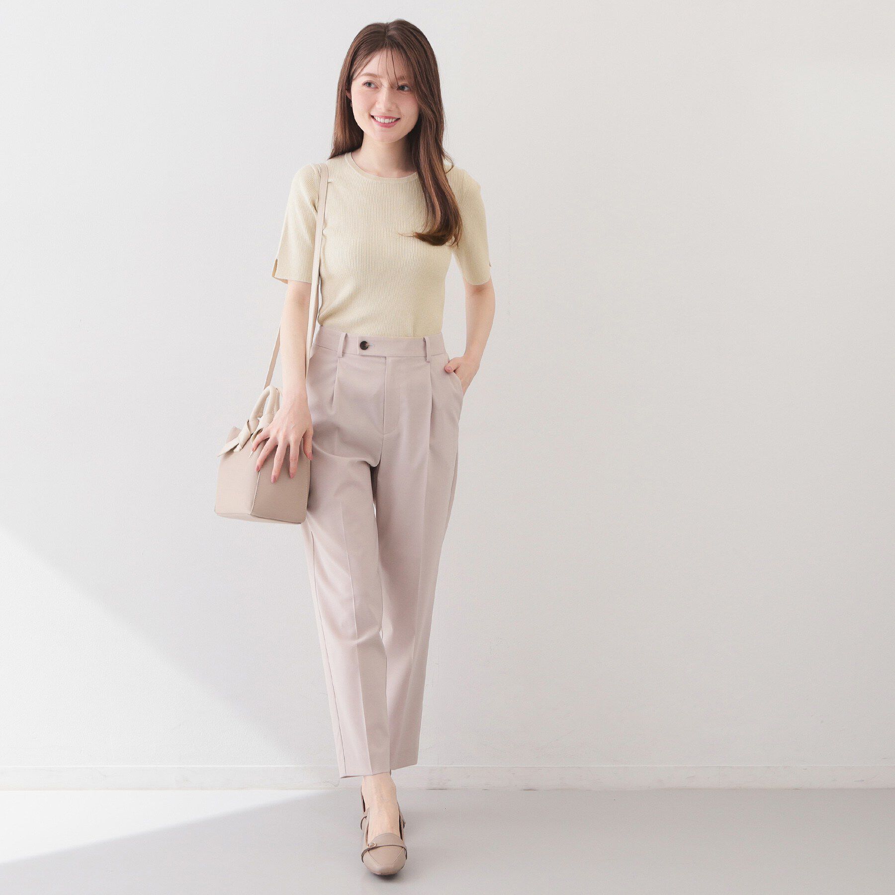 index「ラメリブ半袖ニット【洗濯機OK】」|ニット・セーター|