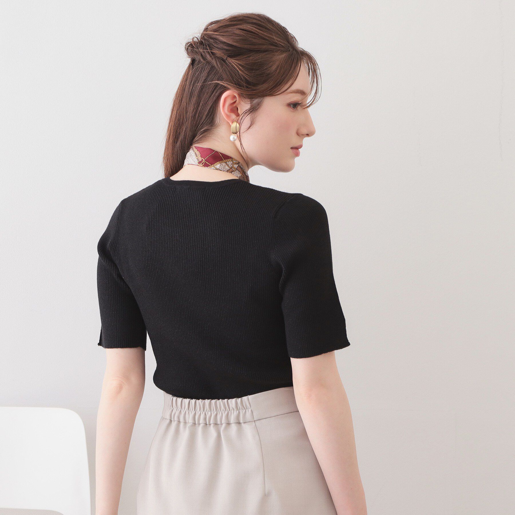 index「ラメリブ半袖ニット【洗濯機OK】」|ニット・セーター|