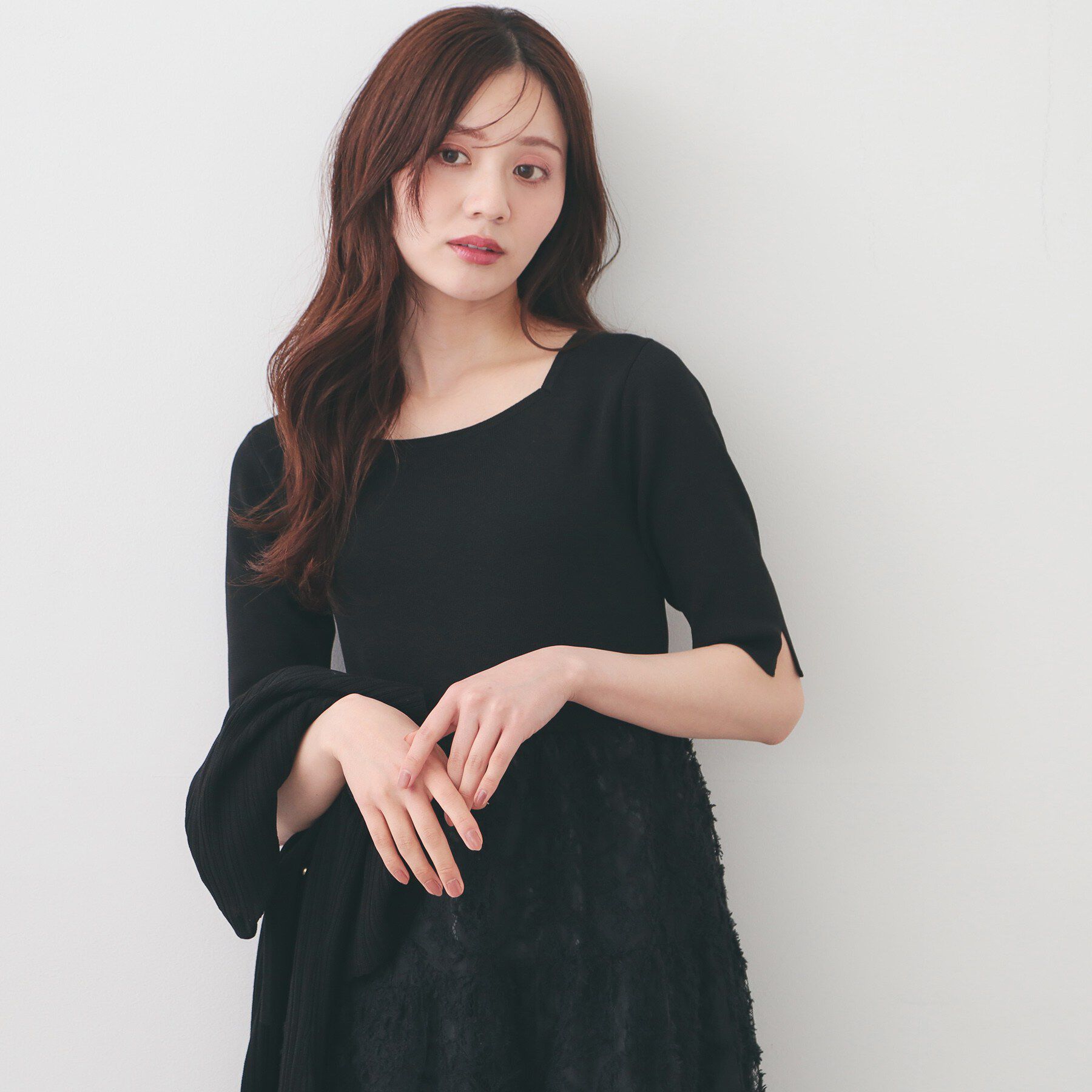 index「《ツインセット》カーディガン&times;ニットドッキングワンピース【洗濯機OK】」|スーツ|