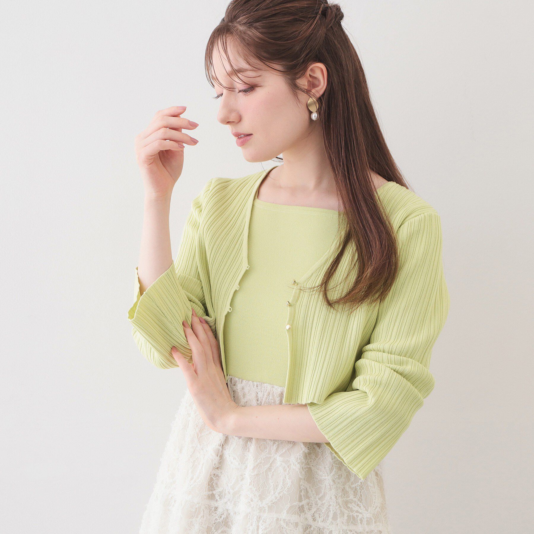 index「《ツインセット》カーディガン&times;ニットドッキングワンピース【洗濯機OK】」|スーツ|