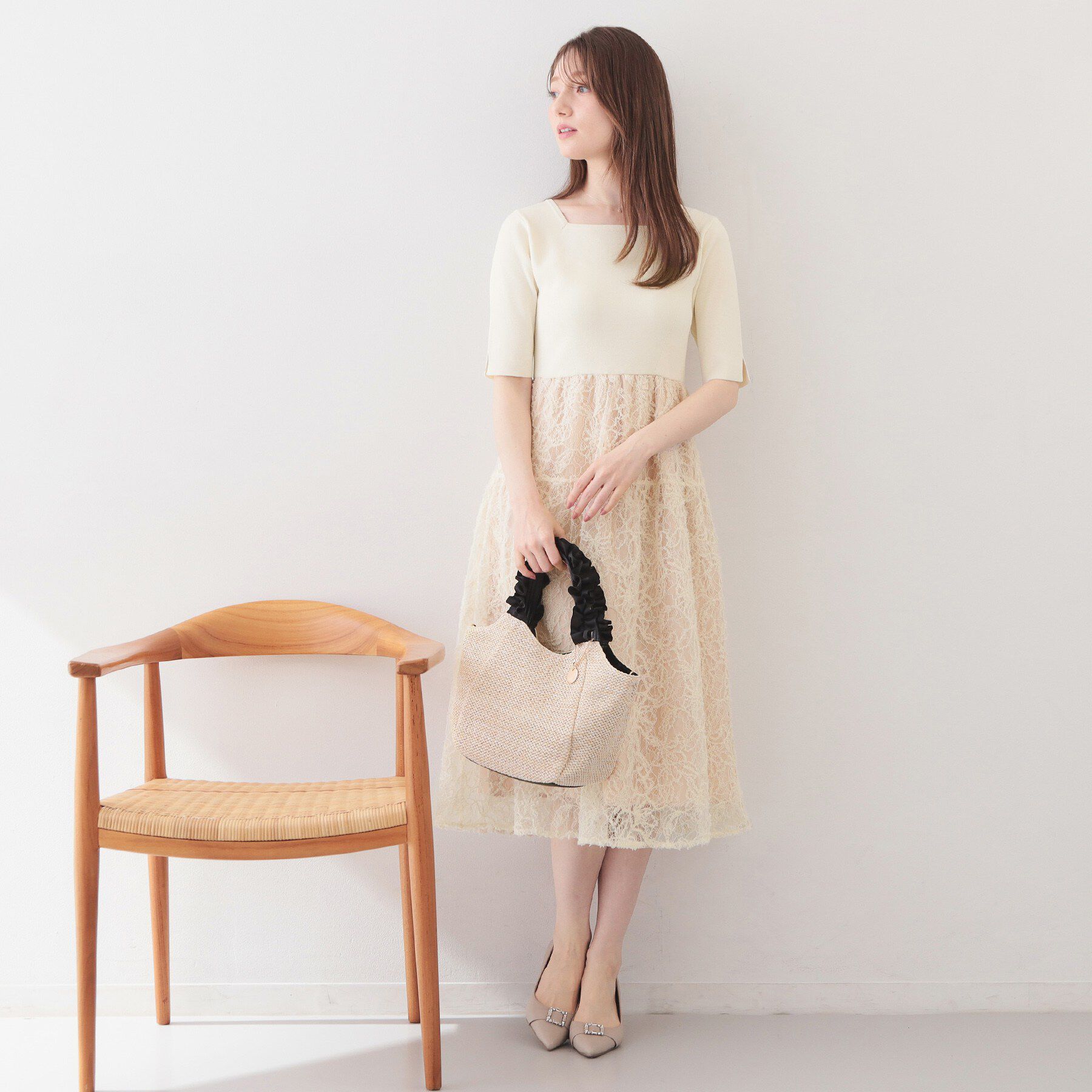 index「《ツインセット》カーディガン&times;ニットドッキングワンピース【洗濯機OK】」|スーツ|