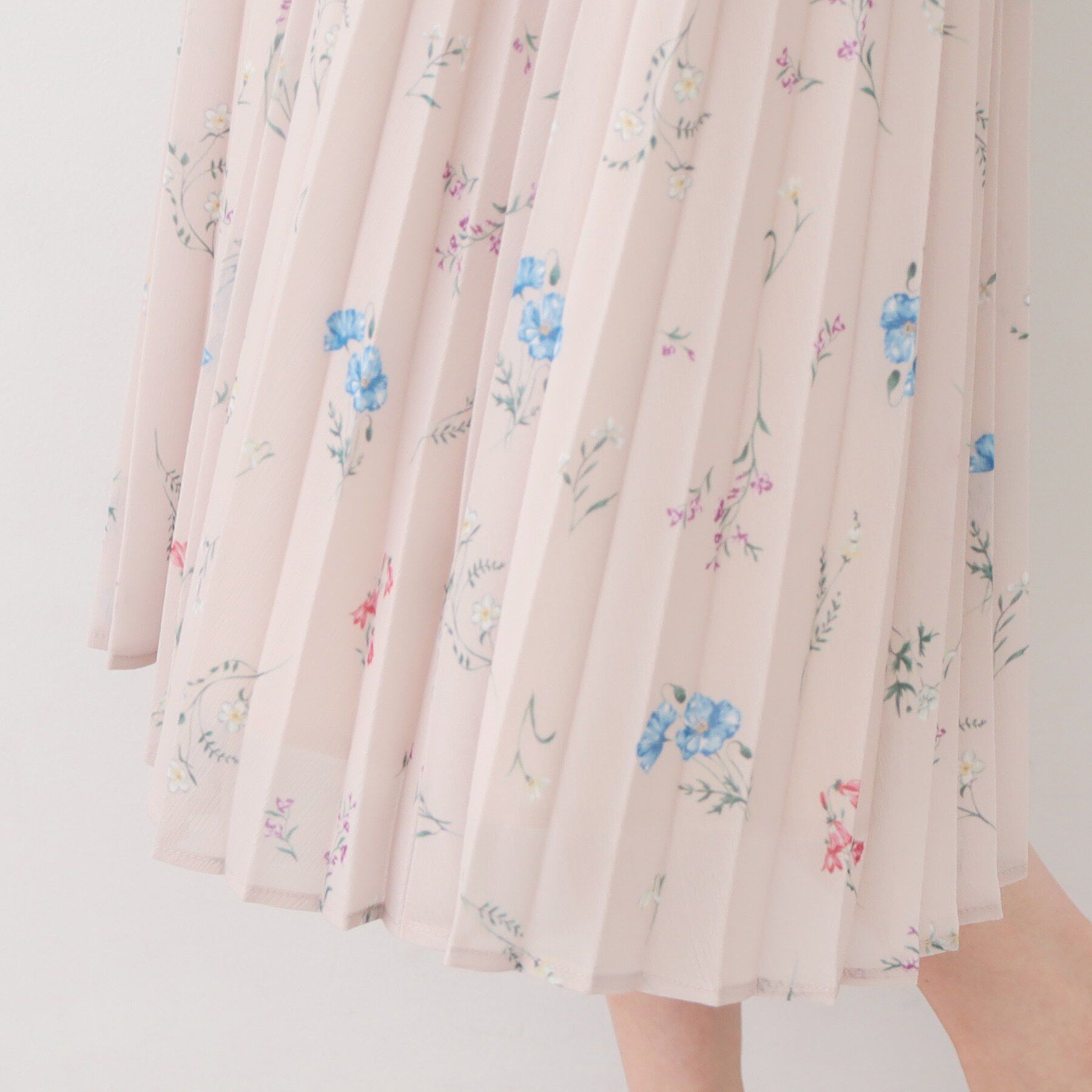 index「衿付き花柄プリーツフレアワンピース【洗濯機OK/イージーアイロン】」|ワンピース|