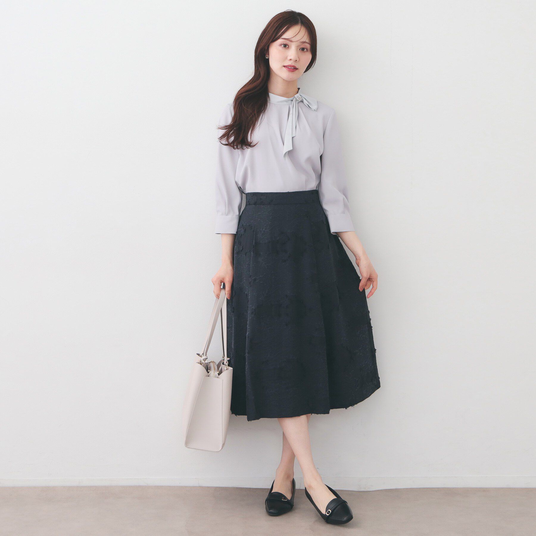 index「フラワーカットジャカードタックフレアスカート【洗濯機OK/イージーアイロン】」|スカート|