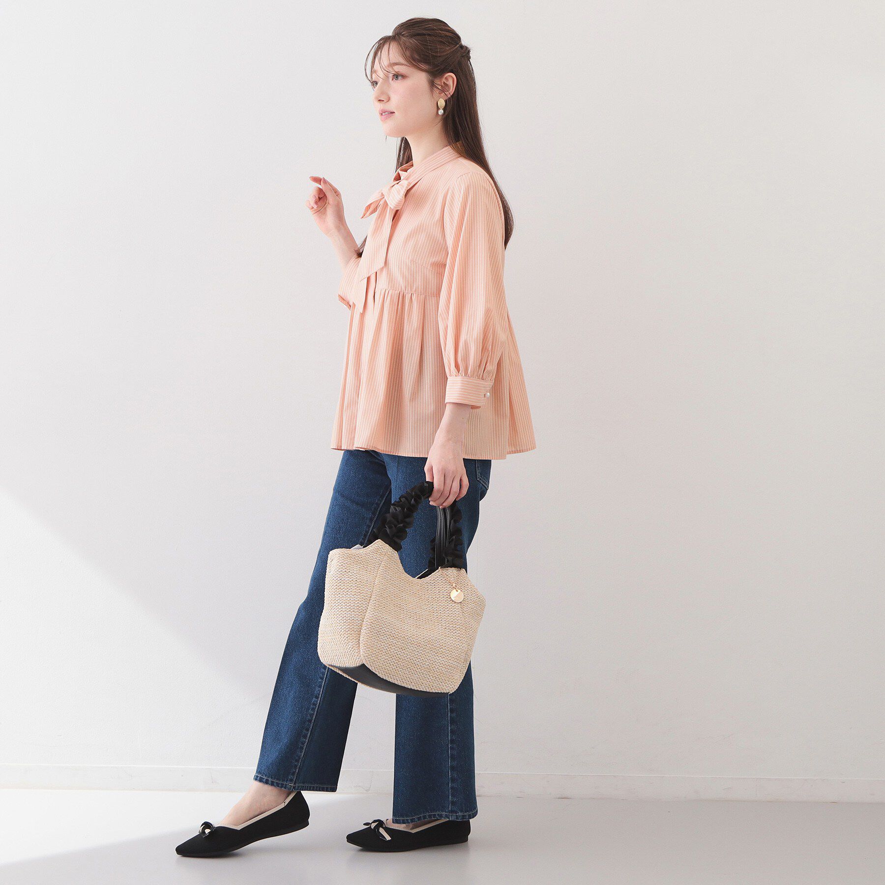 index「2WAYペプラムブラウス/ボウタイ取り外し可【洗濯機OK/イージーアイロン/防シワ】《XS～LL/8」|シャツ・ブラウス|