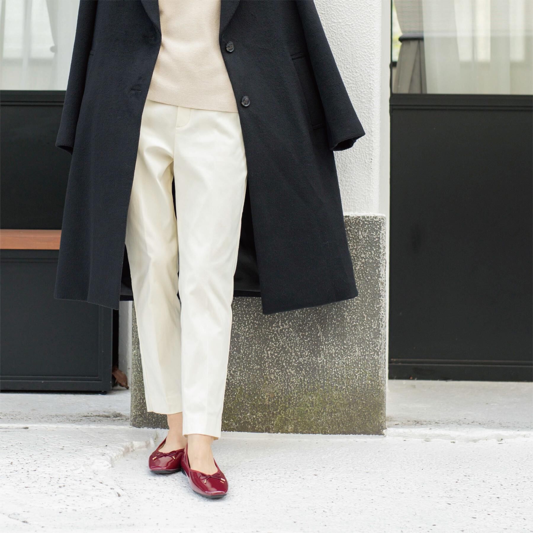 OPAQUE.CLIP「裏起毛ハイストレッチイージーテーパードパンツ【洗濯機OK】」|その他|オフホワイト(003