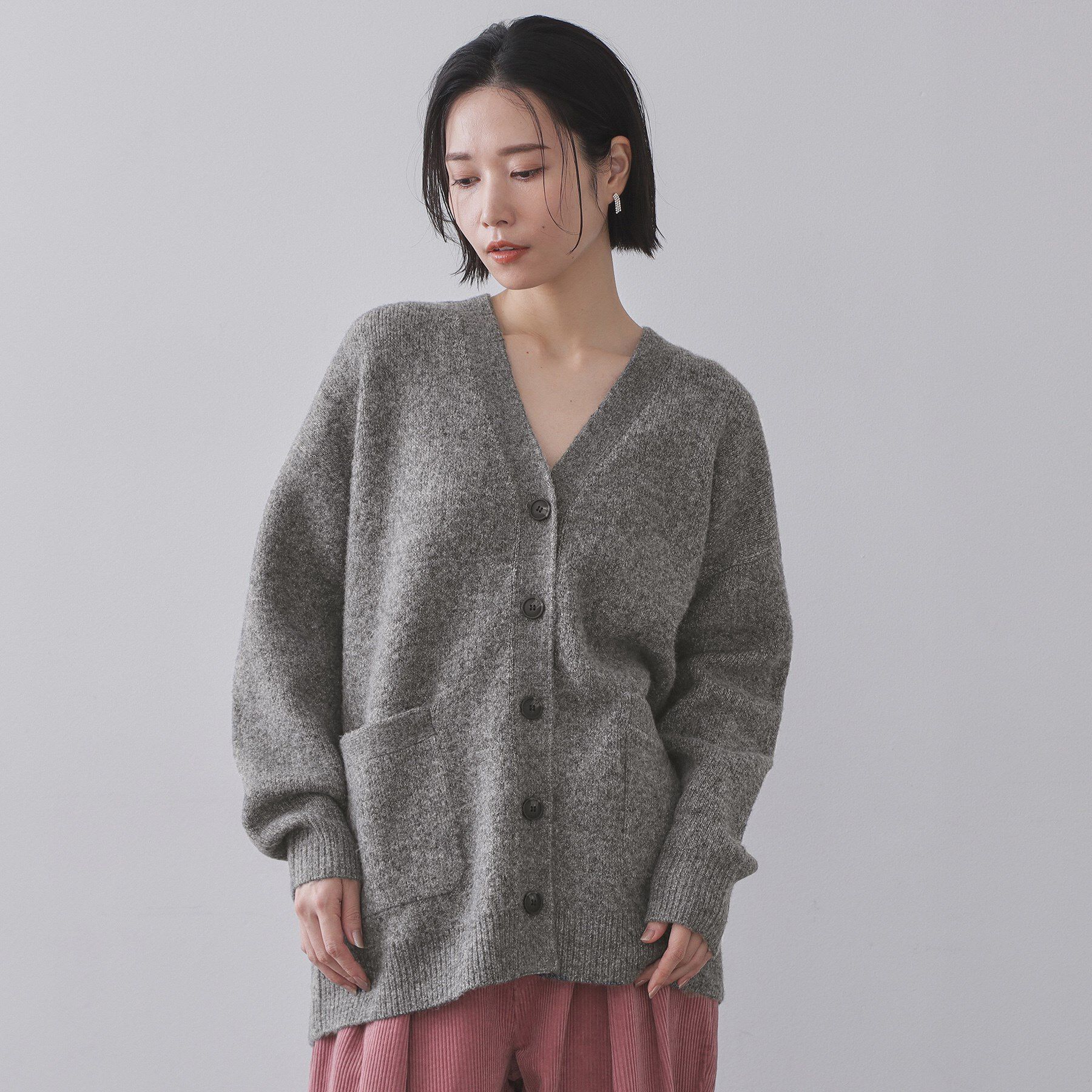 OPAQUE.CLIP「Vネックニットカーディガン／セットアップ対応可【洗濯機OK】」|カーディガン|