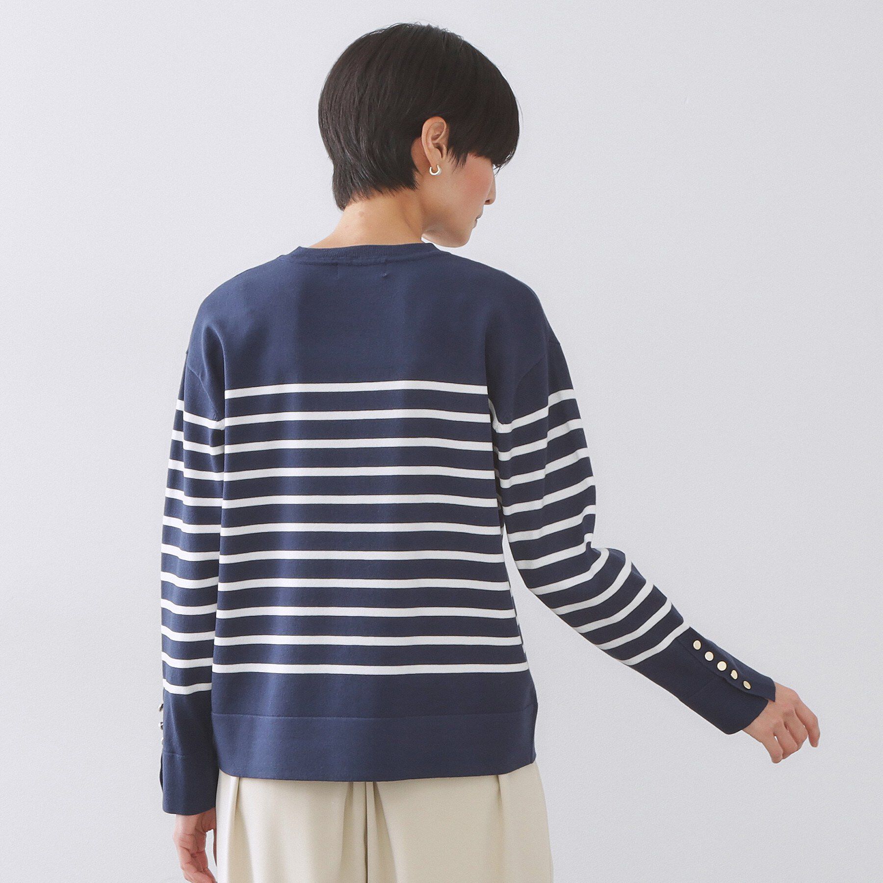 OPAQUE.CLIP「金ボタン使いリラクシーニット【洗濯機OK】」|ニット・セーター|