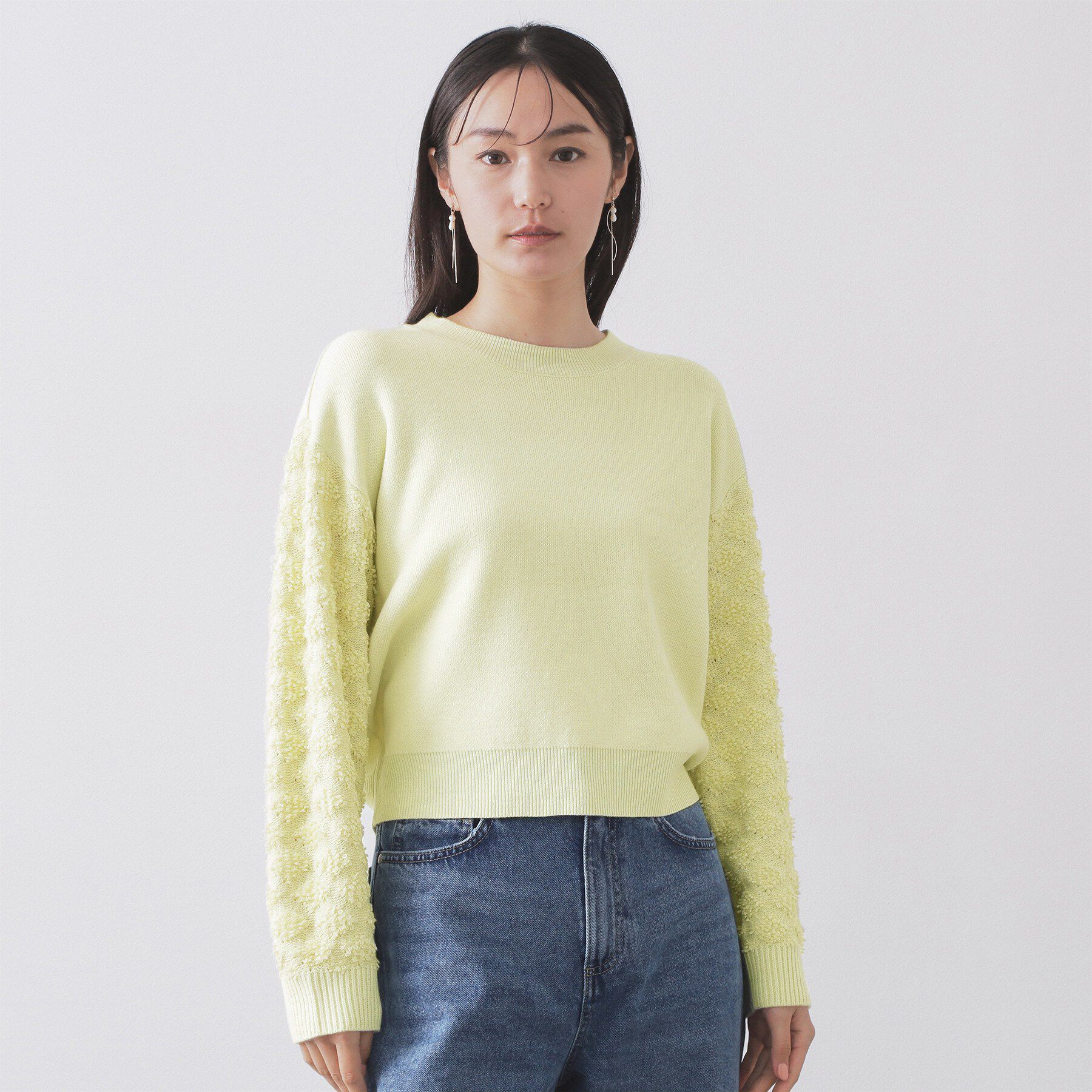 OPAQUE.CLIP「ループヤーンスリーブニット【洗濯機OK】」|ニット・セーター|